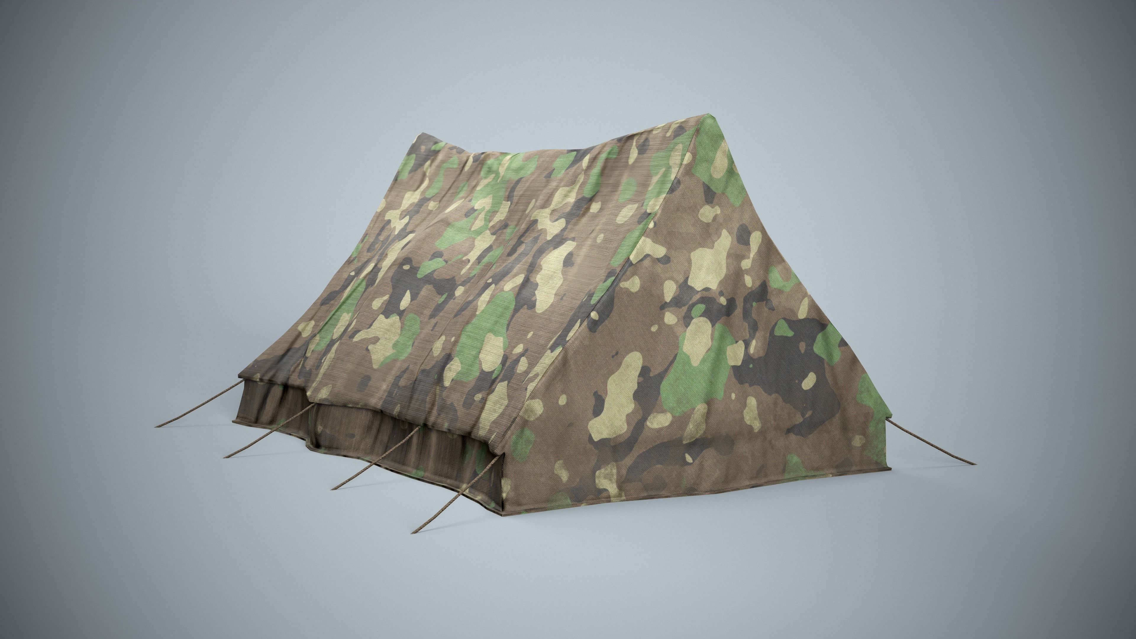 Worn Military Tent Low-poly 3D model_2