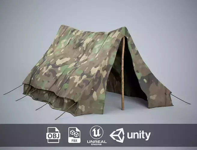 Worn Military Tent Low-poly 3D model