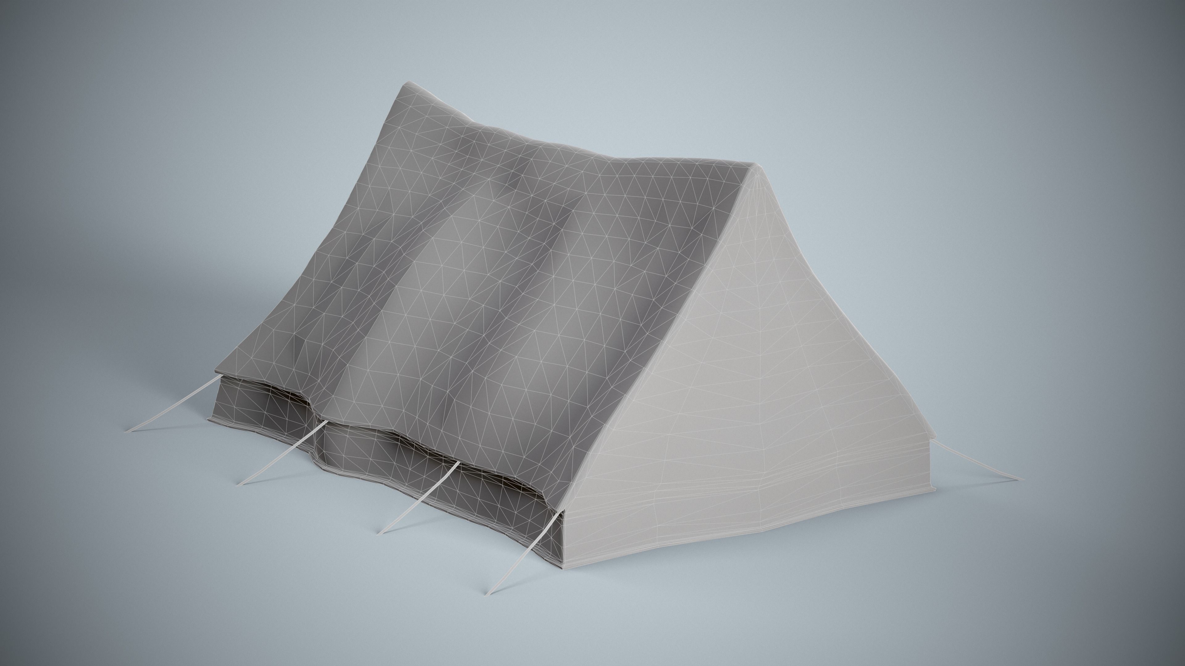 Worn Military Tent Low-poly 3D model_9