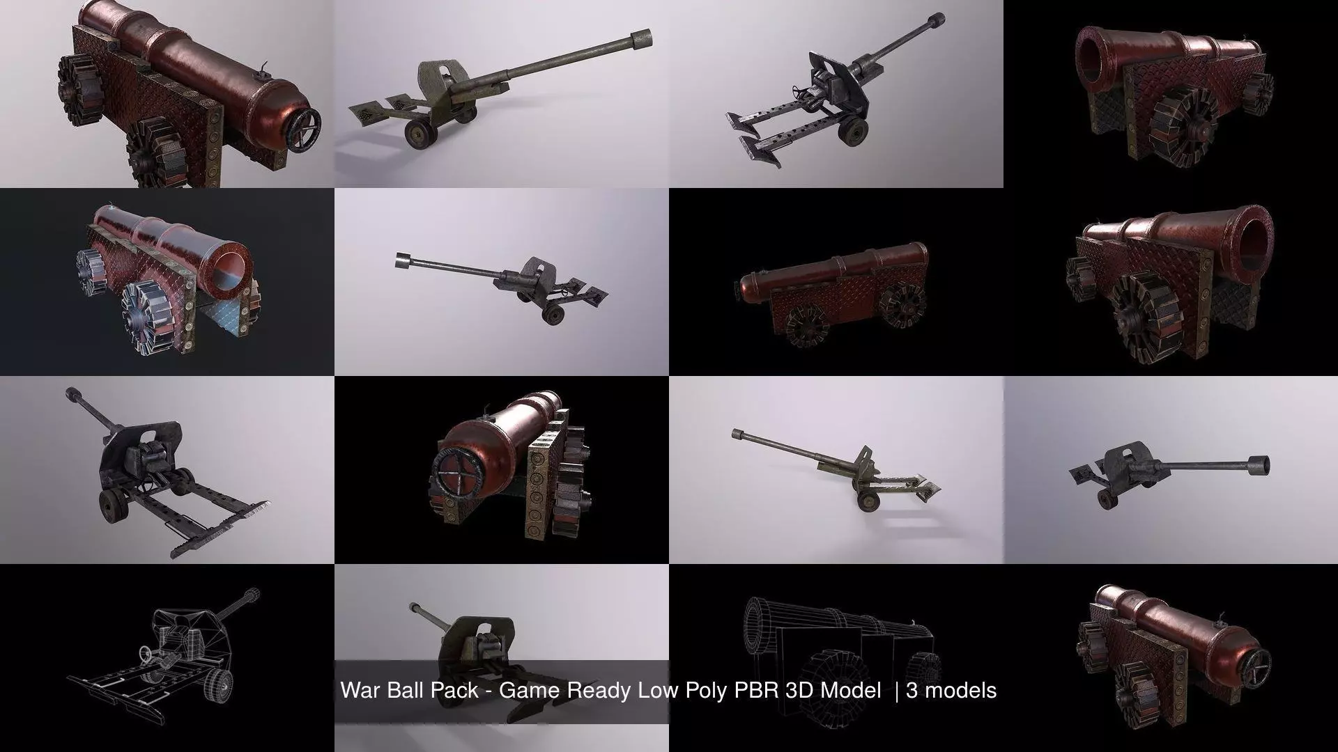 War Ball Pack - Game Ready Low Poly PBR 3D Model 3D Model Collection_0