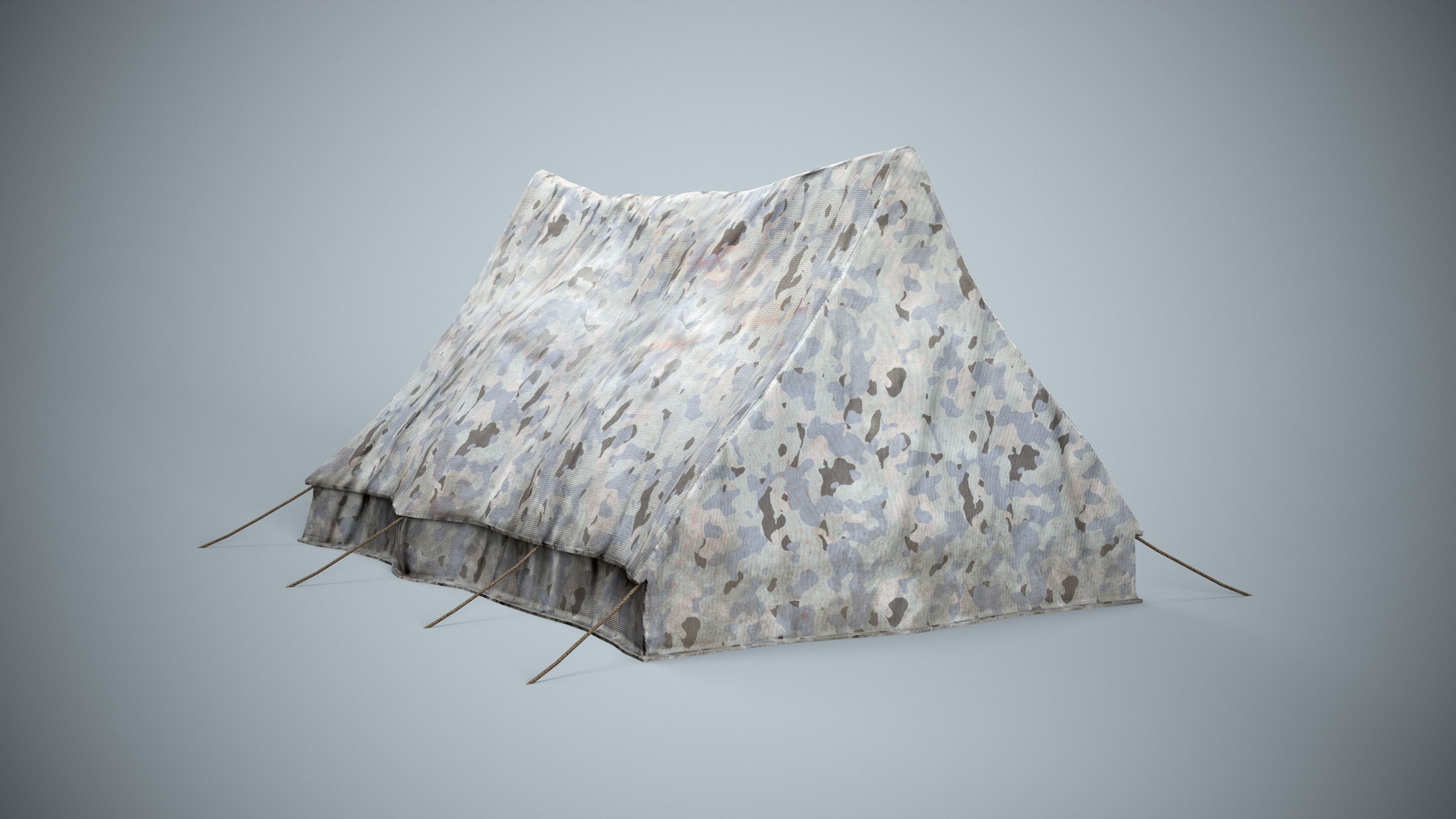Winter Military Tent Low-poly 3D model_2