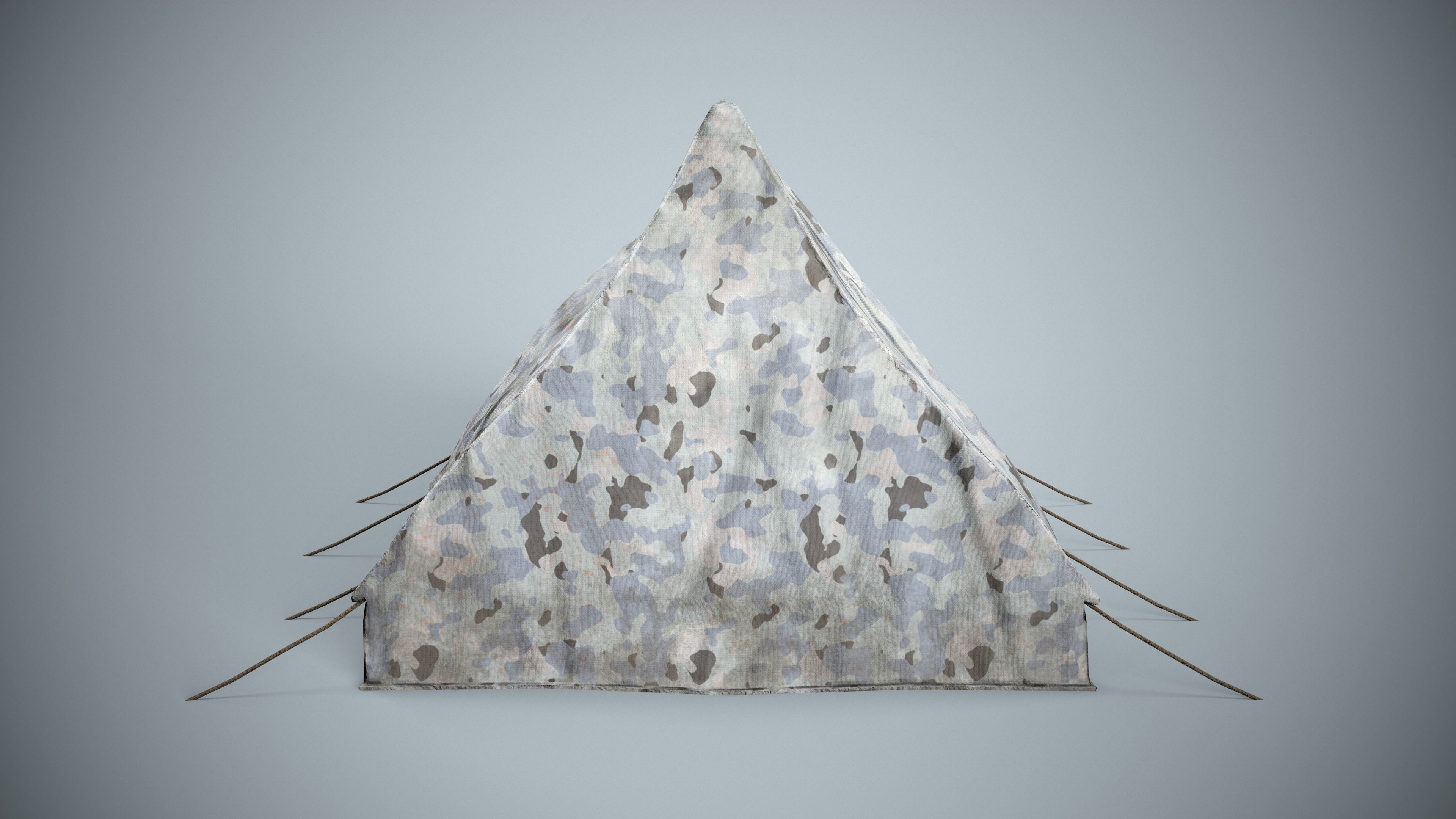 Winter Military Tent Low-poly 3D model_5