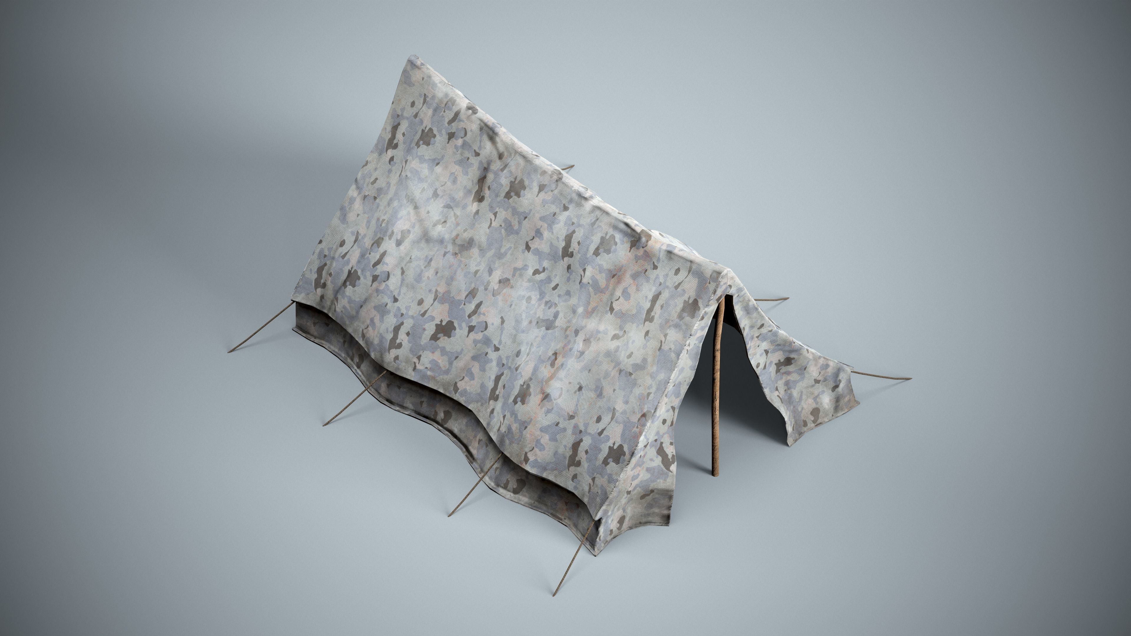 Winter Military Tent Low-poly 3D model_6