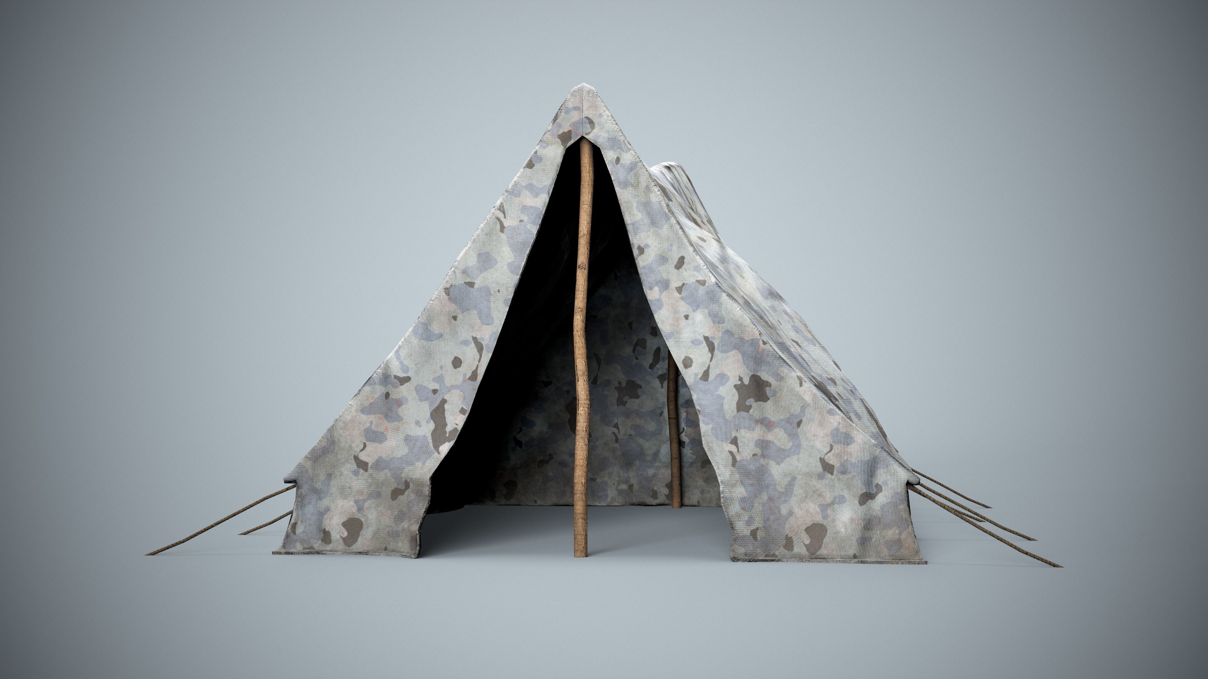 Winter Military Tent Low-poly 3D model_4