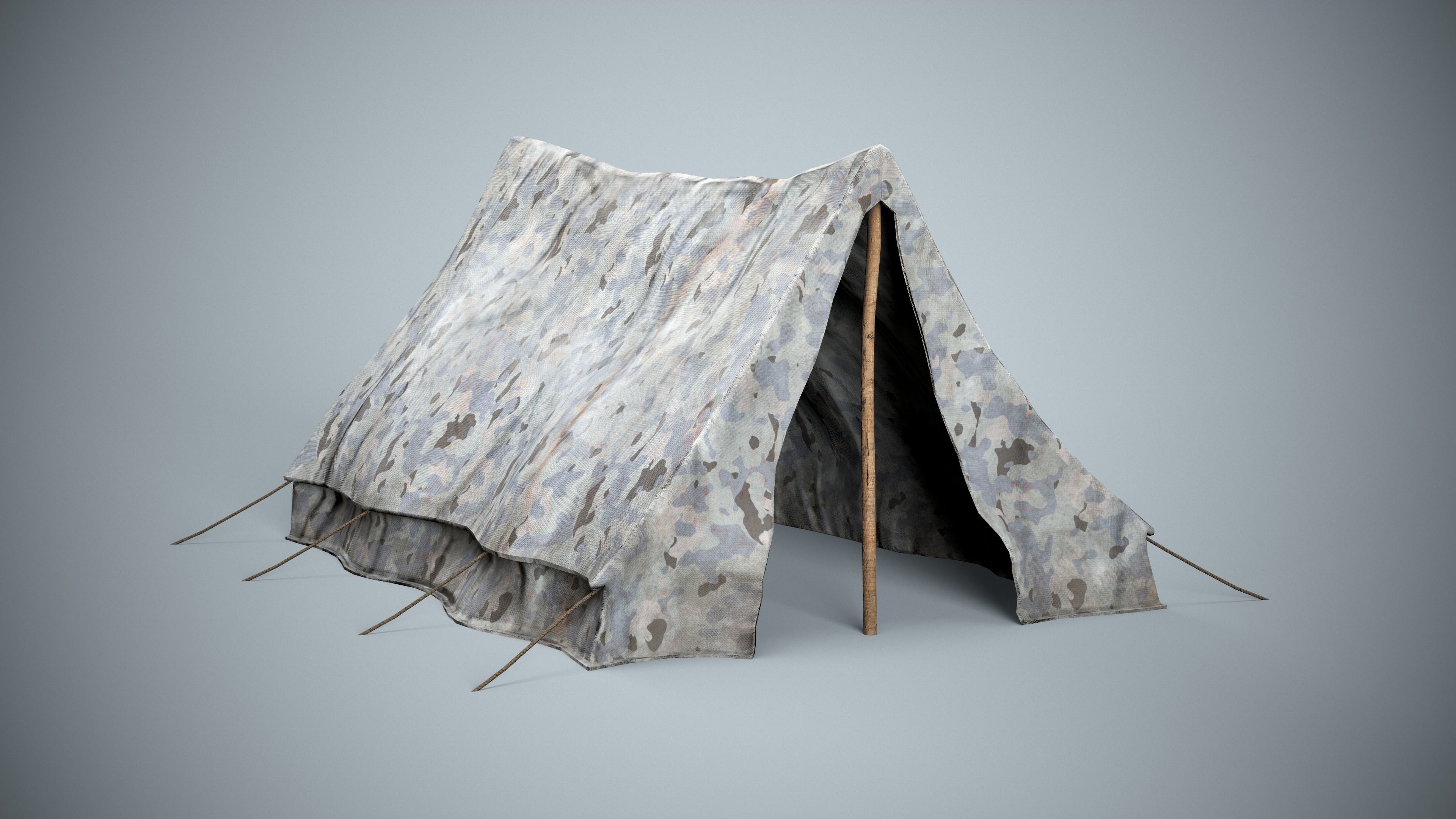 Winter Military Tent Low-poly 3D model_1