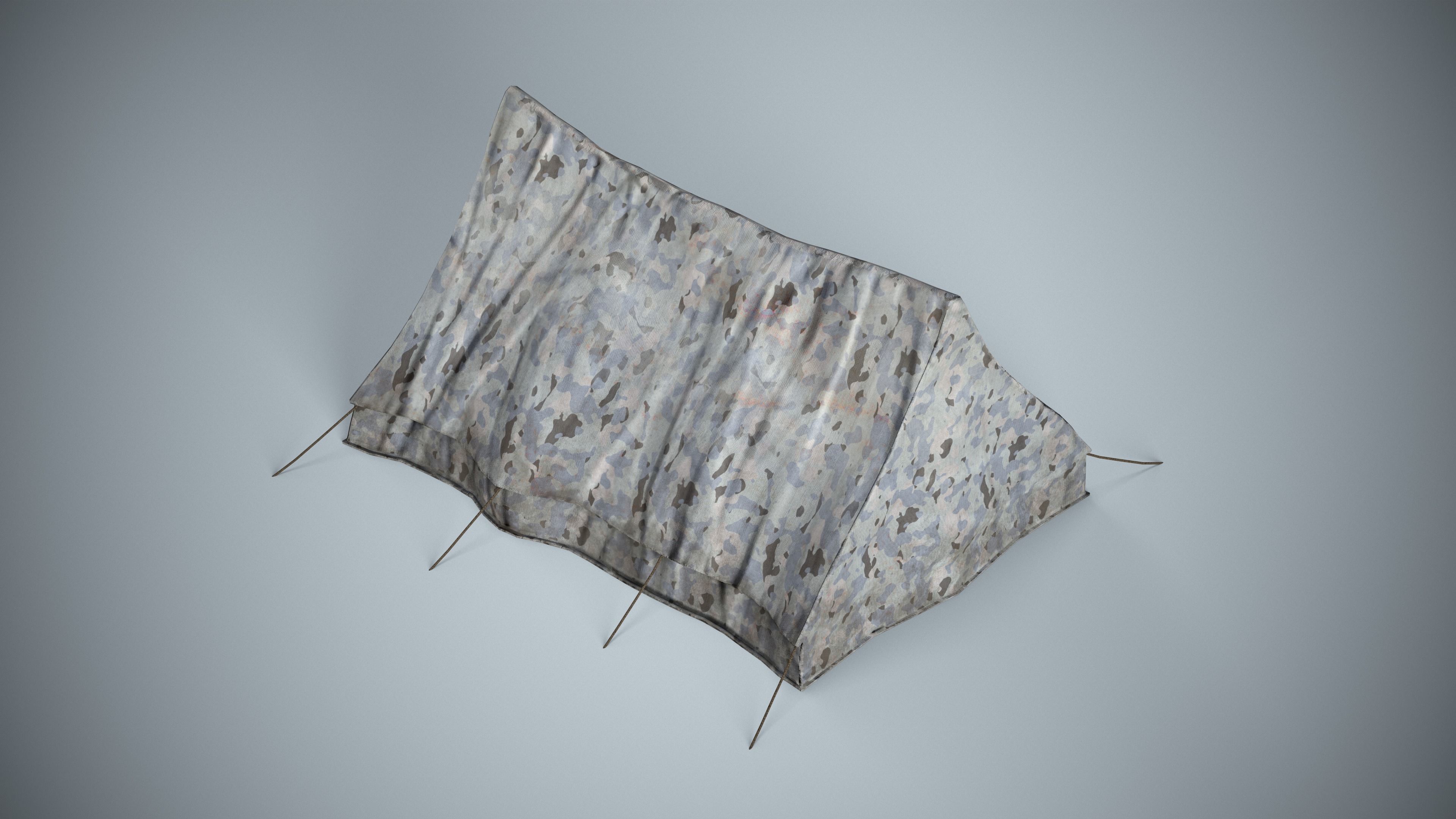 Winter Military Tent Low-poly 3D model_7