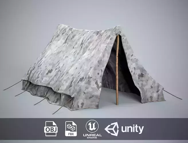 Winter Military Tent Low-poly 3D model