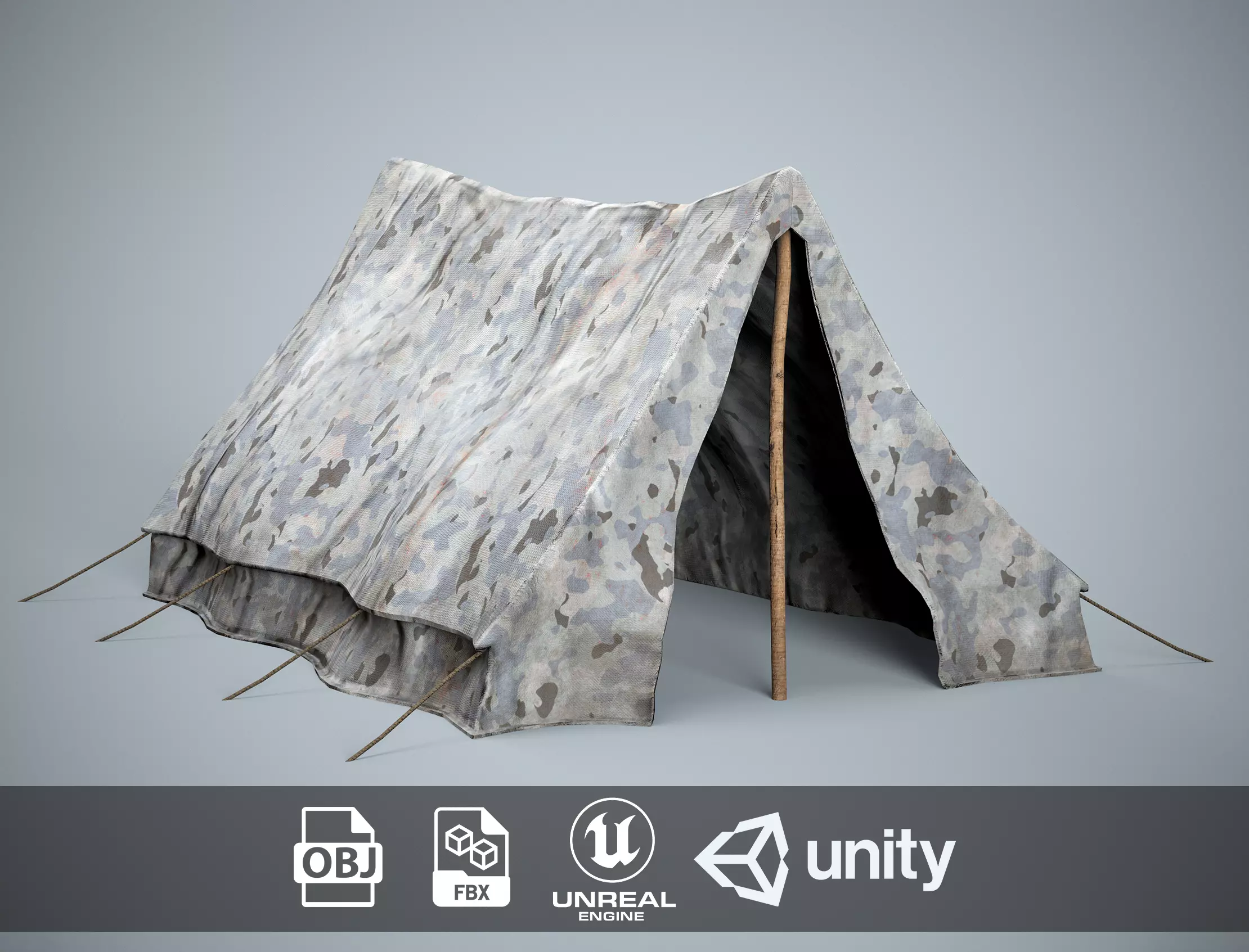 Winter Military Tent Low-poly 3D model_0
