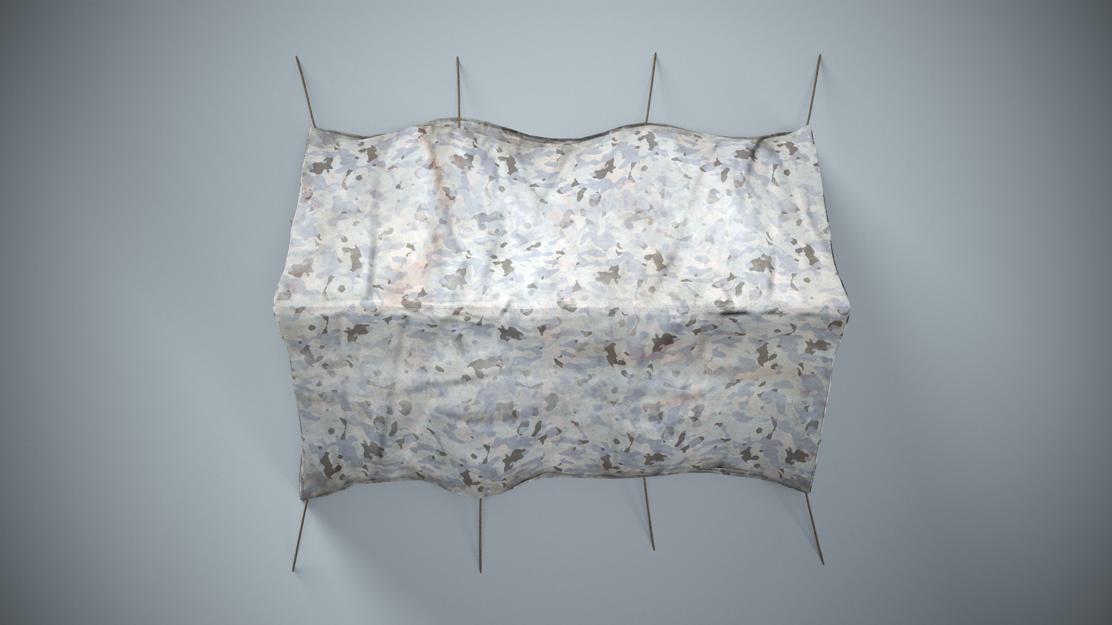 Winter Military Tent Low-poly 3D model_3