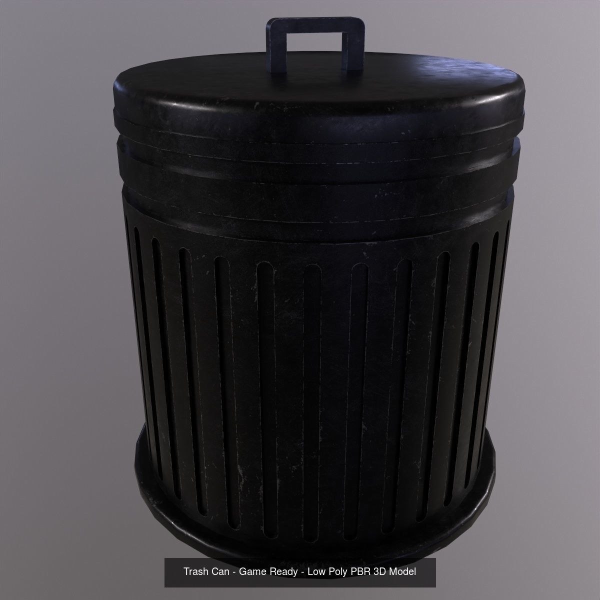 Trash Can - Game Ready - Low Poly PBR 3D Model 3D Model Collection_3