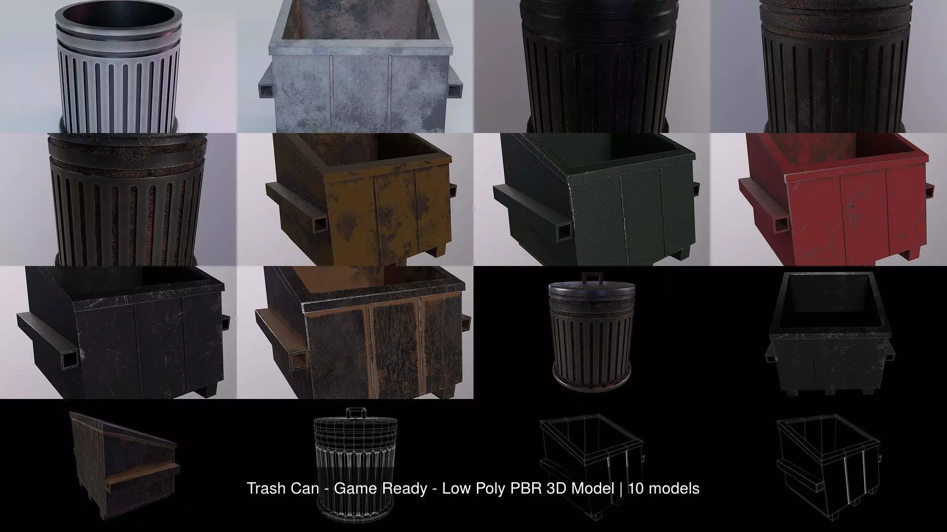 Trash Can - Game Ready - Low Poly PBR 3D Model 3D Model Collection_0