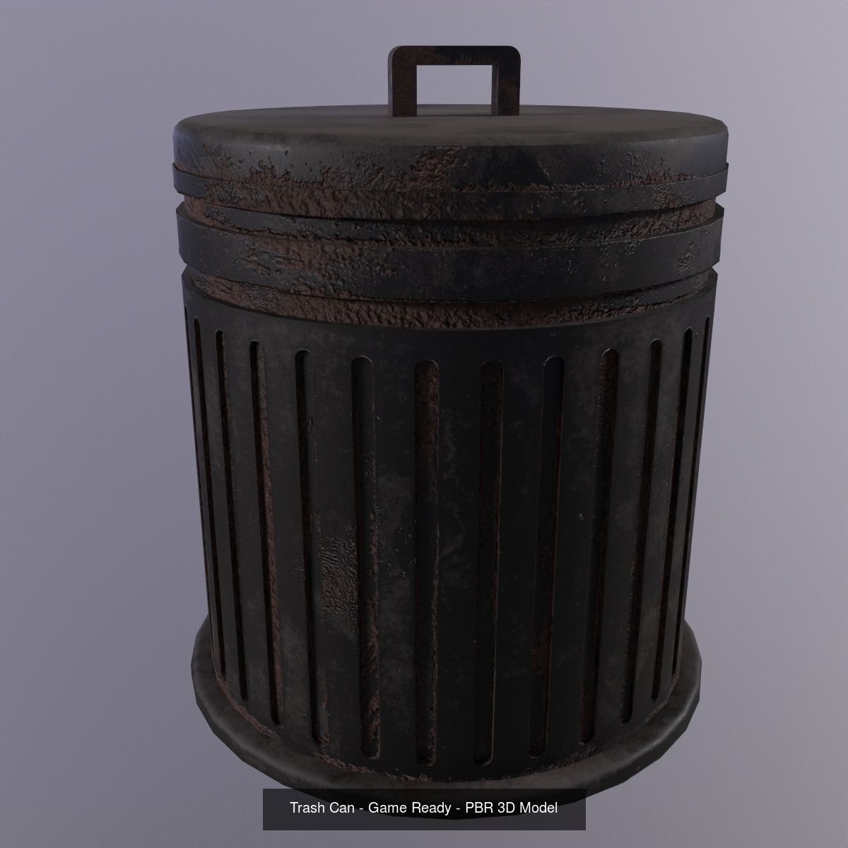 Trash Can - Game Ready - Low Poly PBR 3D Model 3D Model Collection_4