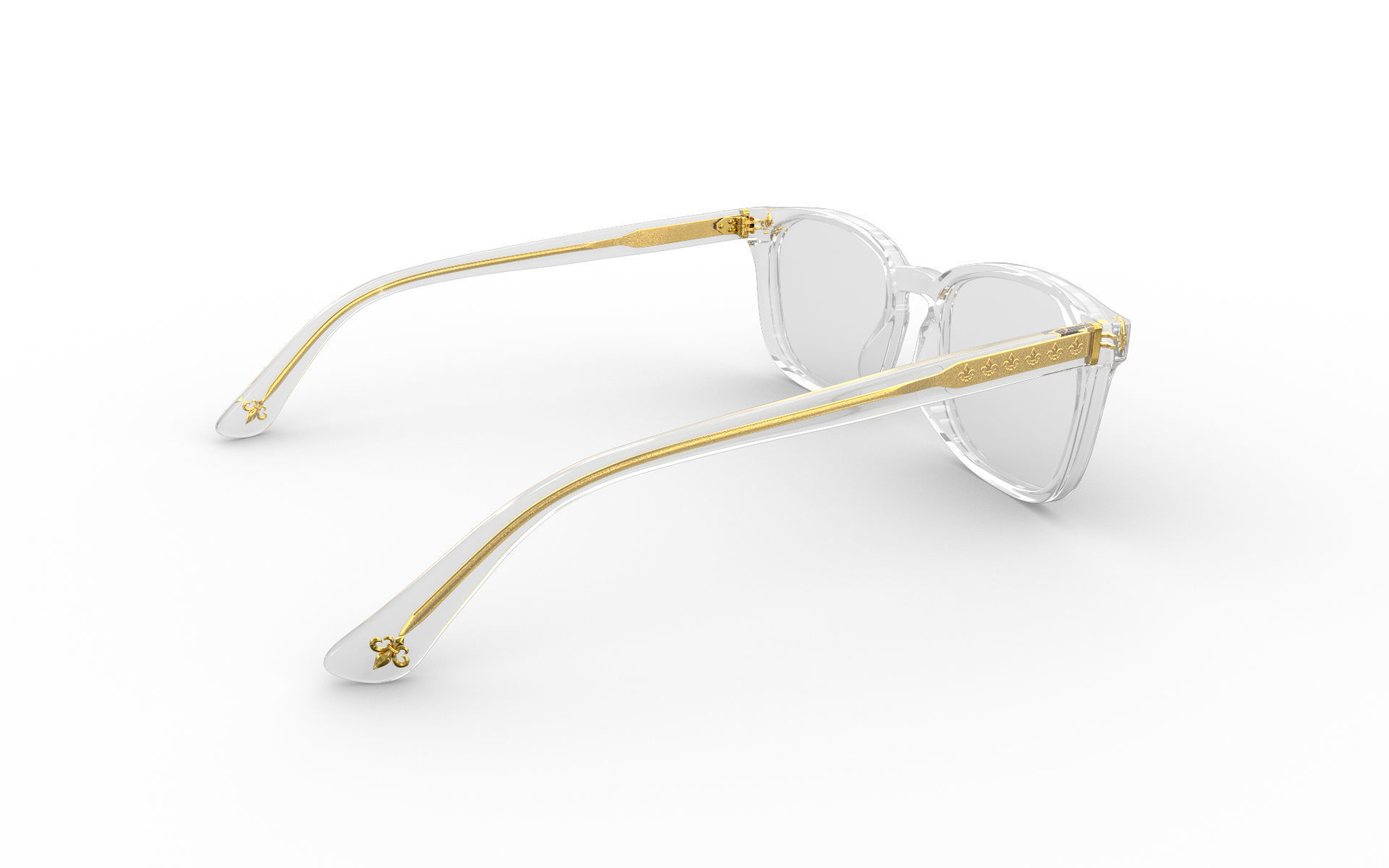 Square Sunglasses With Clear Frames 3D model_1