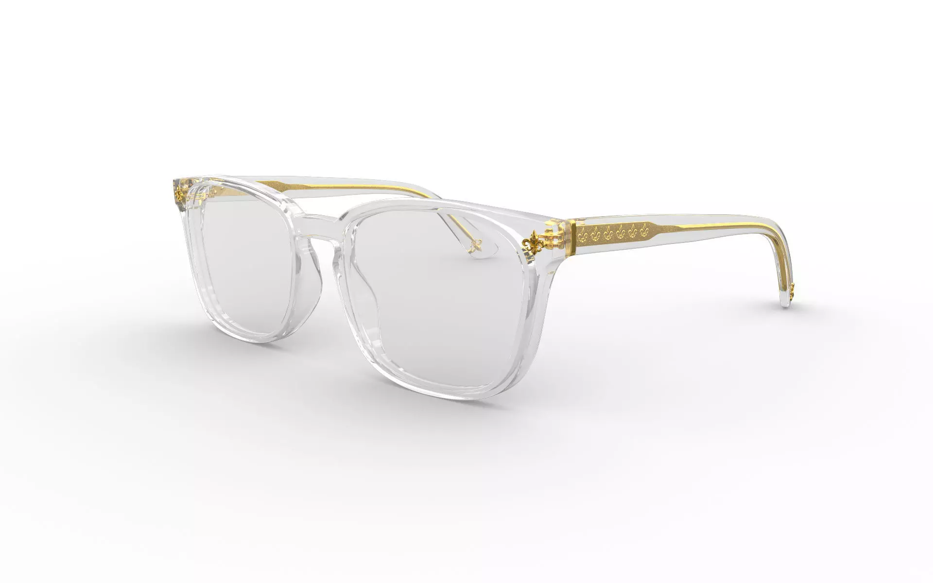 Square Sunglasses With Clear Frames 3D model_0