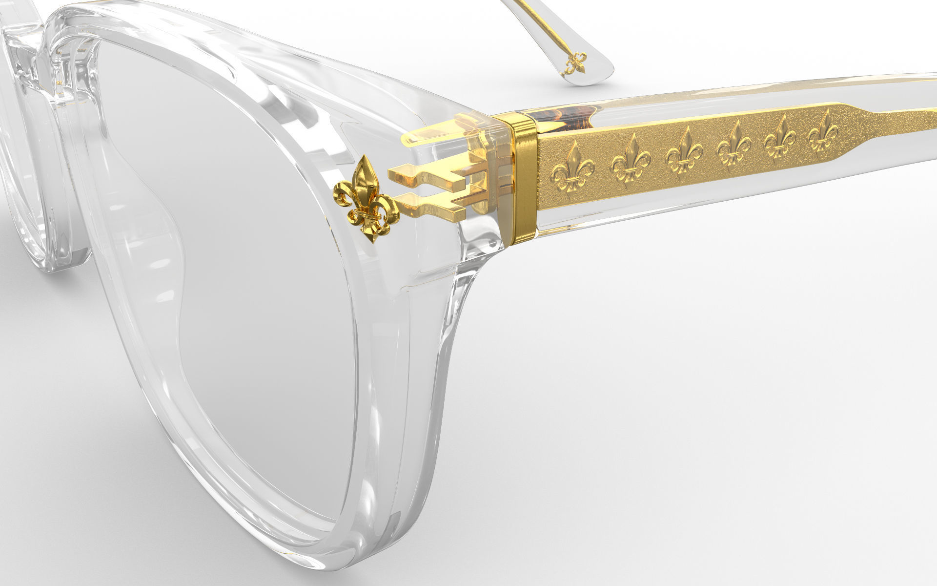 Square Sunglasses With Clear Frames 3D model_5