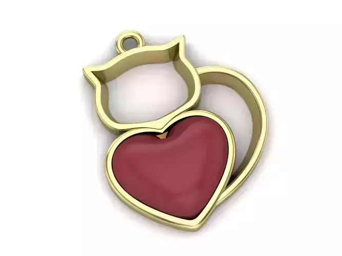 cat heart pendant