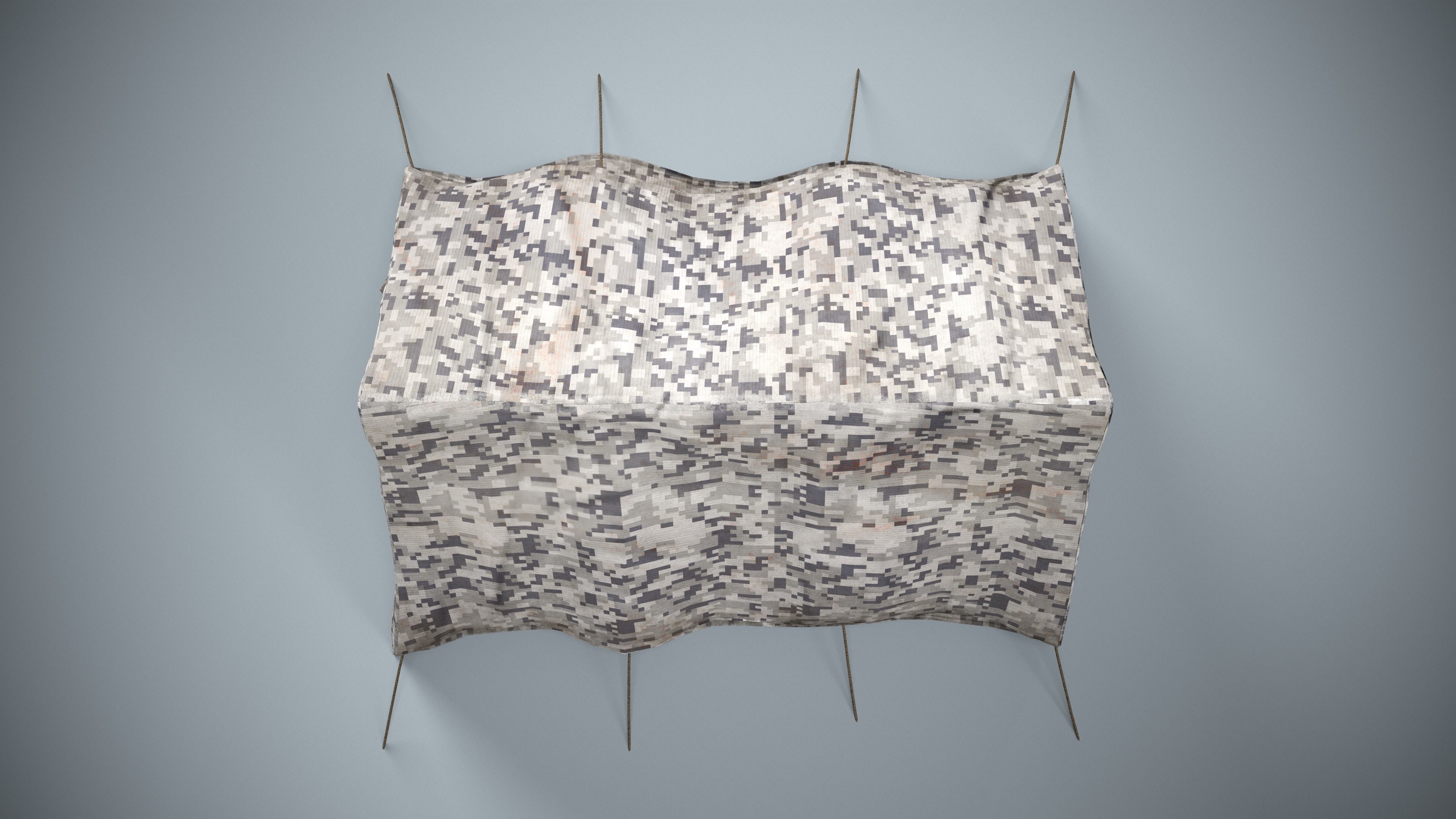 Winter Pixel Camouflage Tent Low-poly 3D model_3