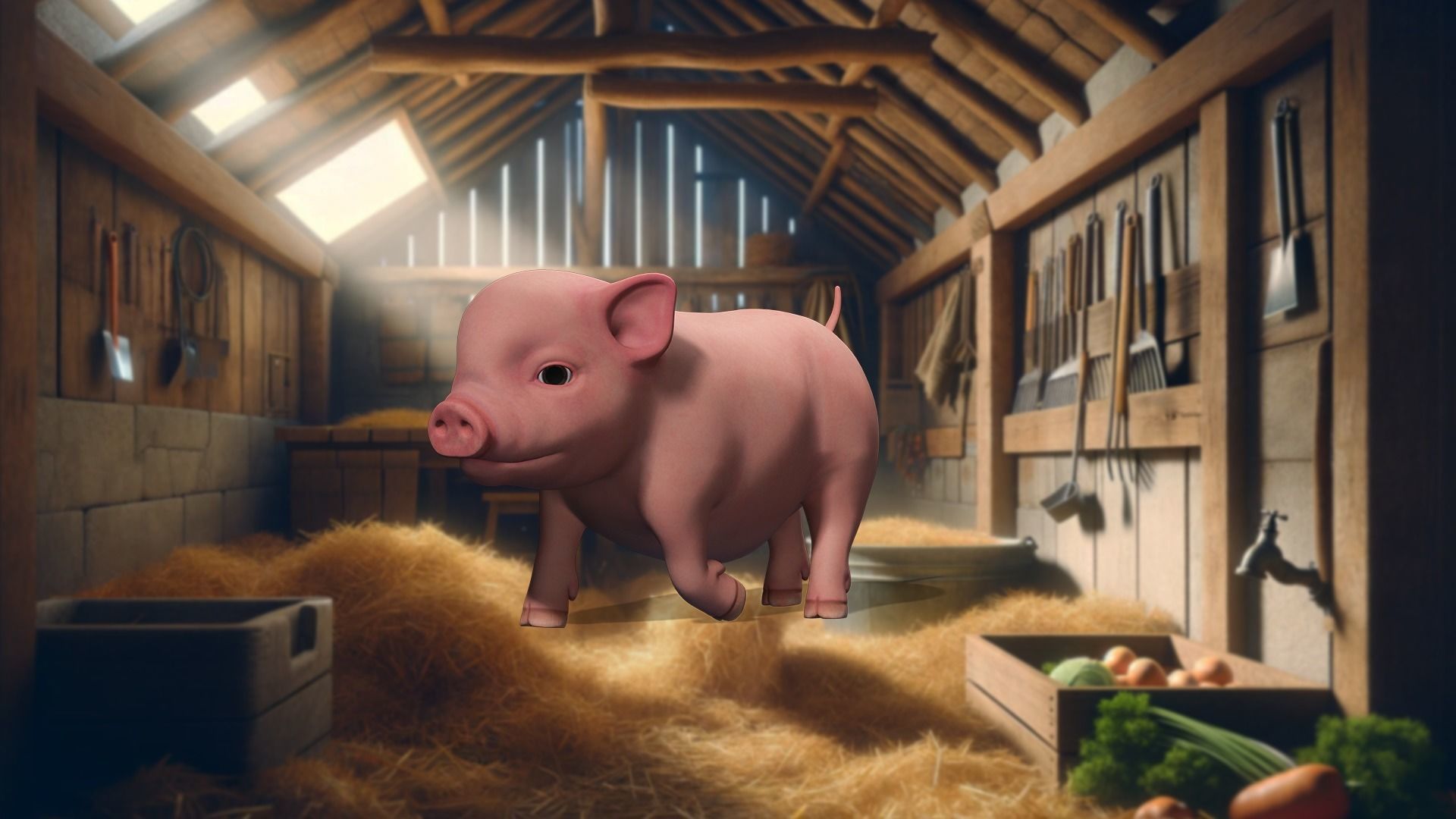 Playful Piglet 3D Pig Model Low-poly 3D model_3