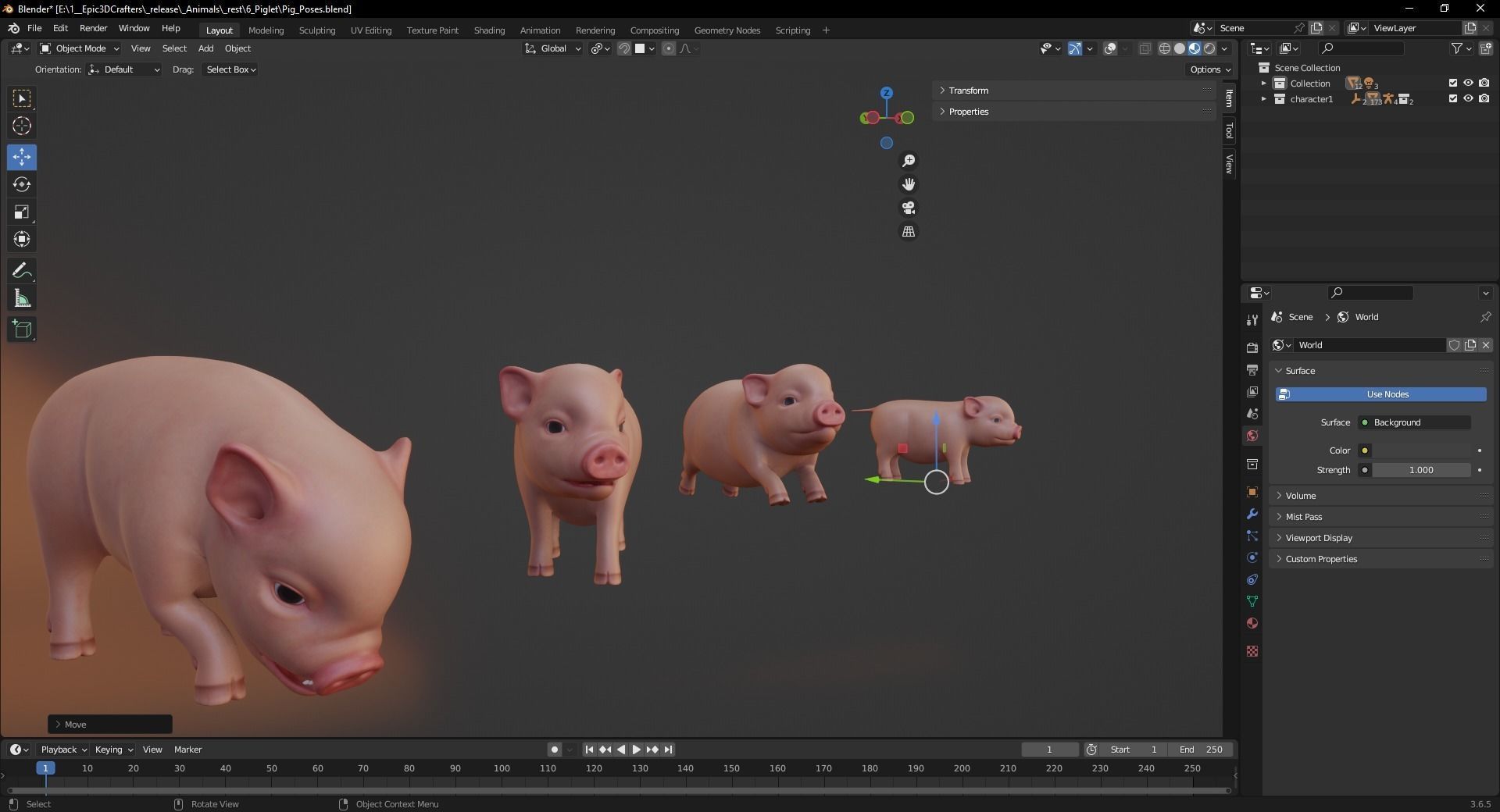 Playful Piglet 3D Pig Model Low-poly 3D model_10