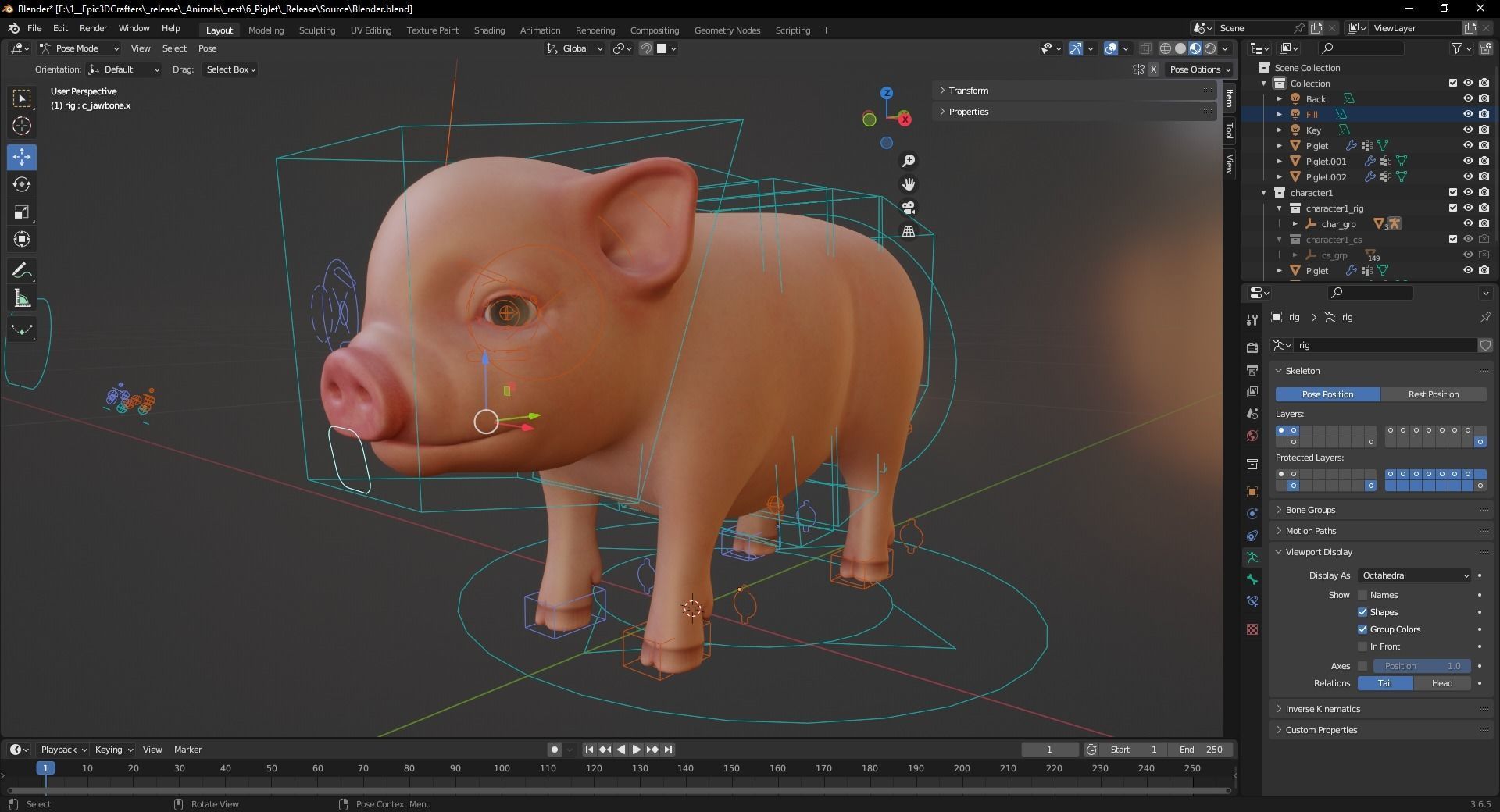 Playful Piglet 3D Pig Model Low-poly 3D model_5
