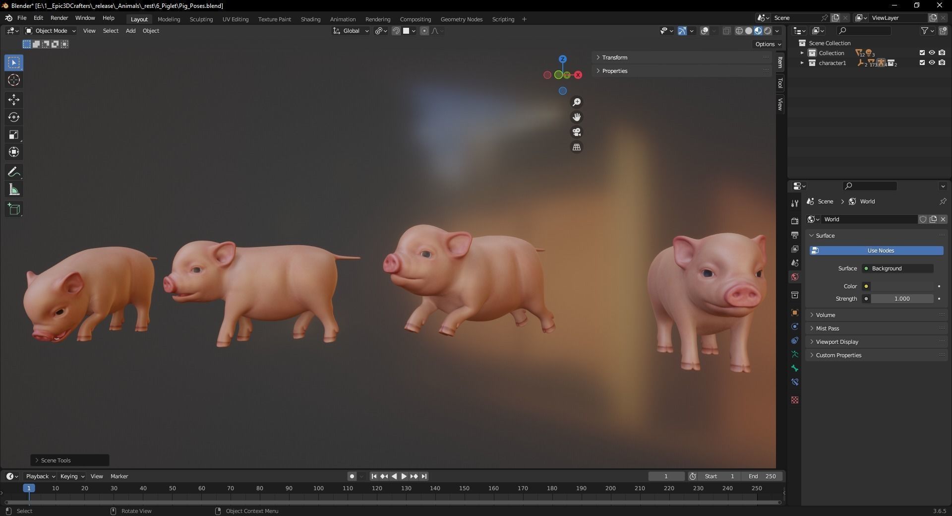 Playful Piglet 3D Pig Model Low-poly 3D model_8