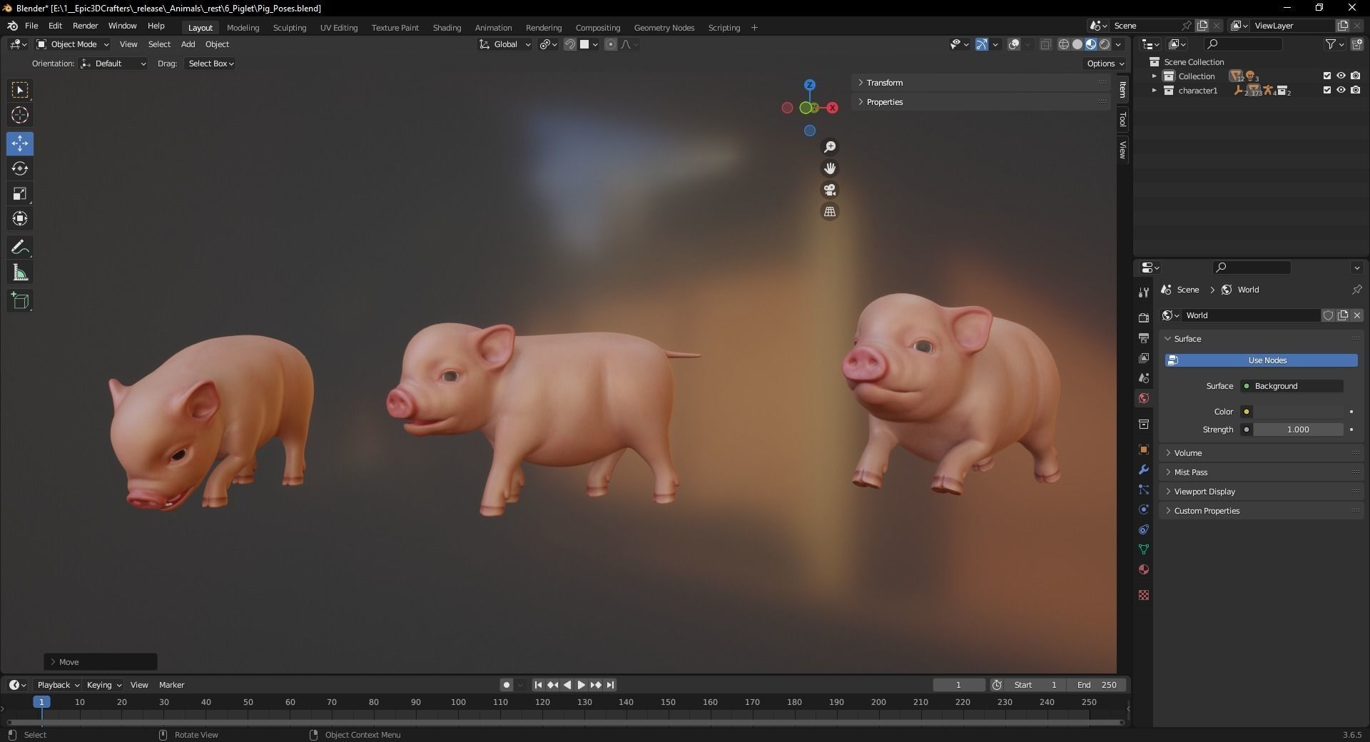 Playful Piglet 3D Pig Model Low-poly 3D model_9