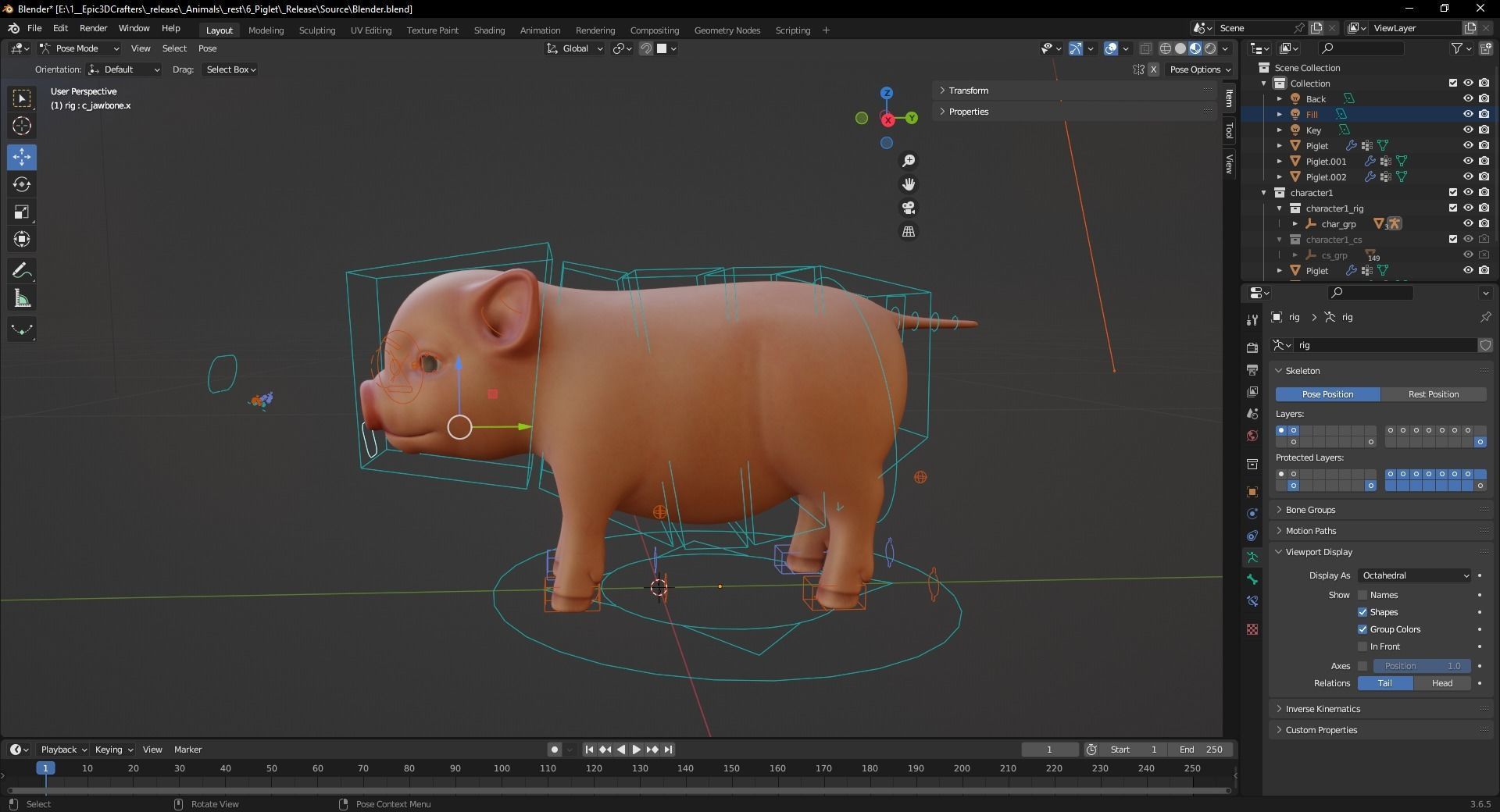Playful Piglet 3D Pig Model Low-poly 3D model_13