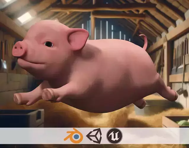 Playful Piglet 3D Pig Model Low-poly 3D model