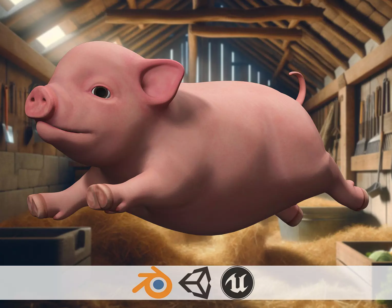 Playful Piglet 3D Pig Model Low-poly 3D model_0