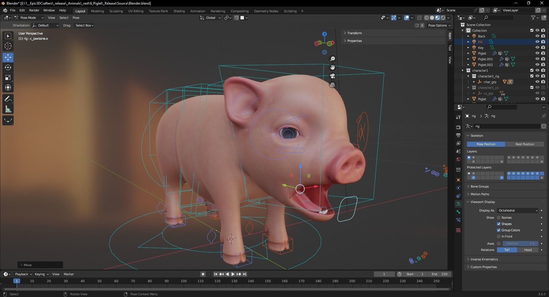 Playful Piglet 3D Pig Model Low-poly 3D model_7