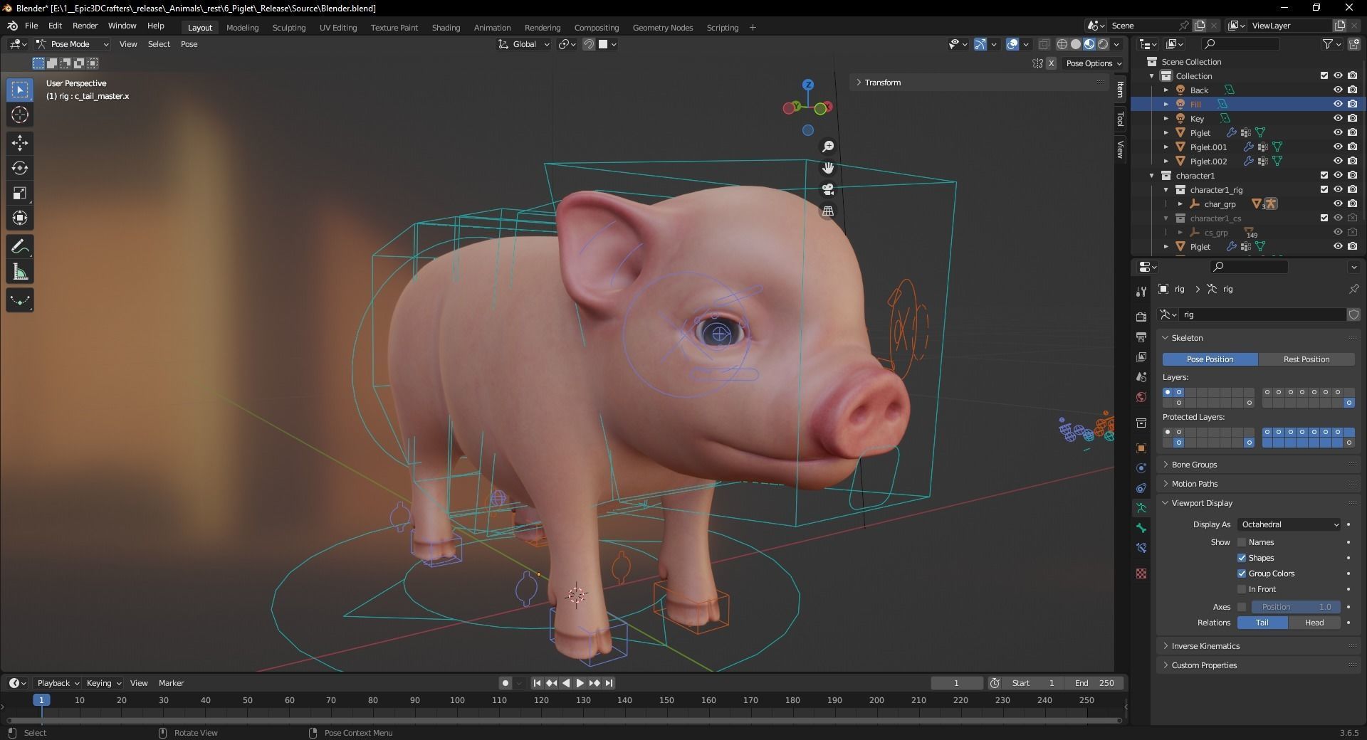 Playful Piglet 3D Pig Model Low-poly 3D model_12