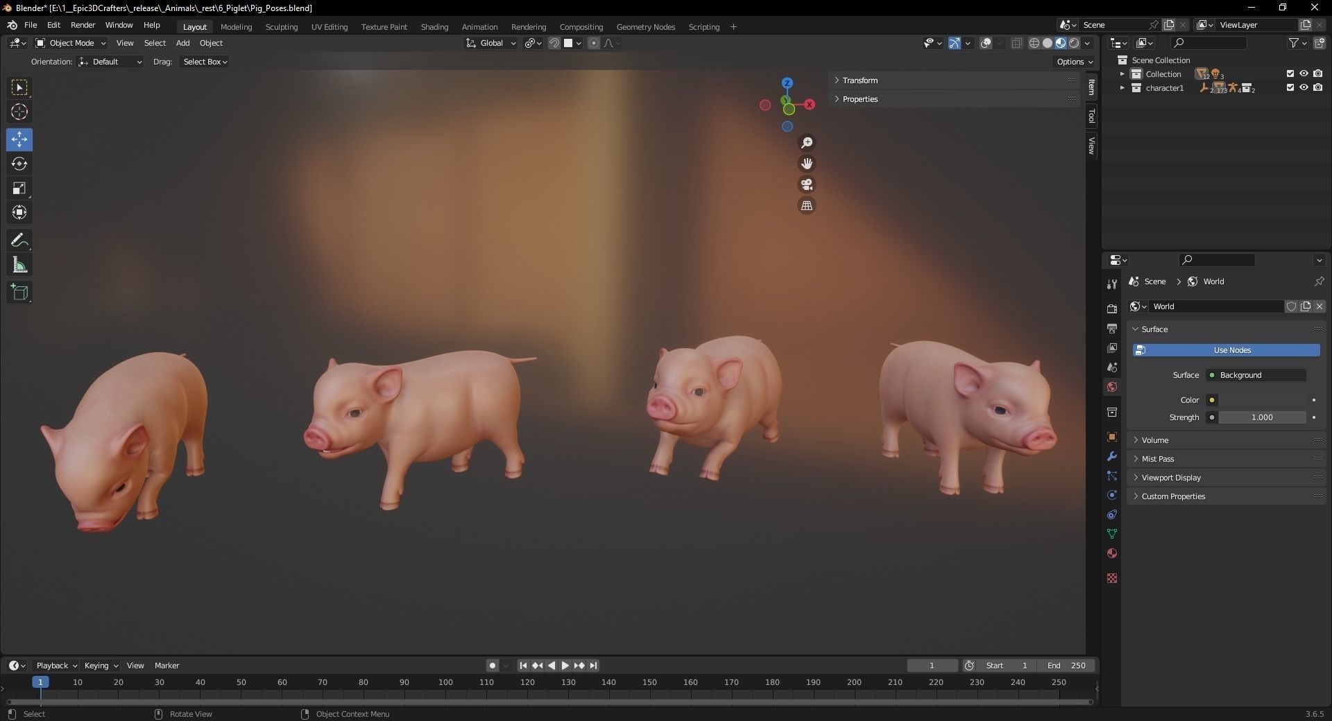 Playful Piglet 3D Pig Model Low-poly 3D model_11