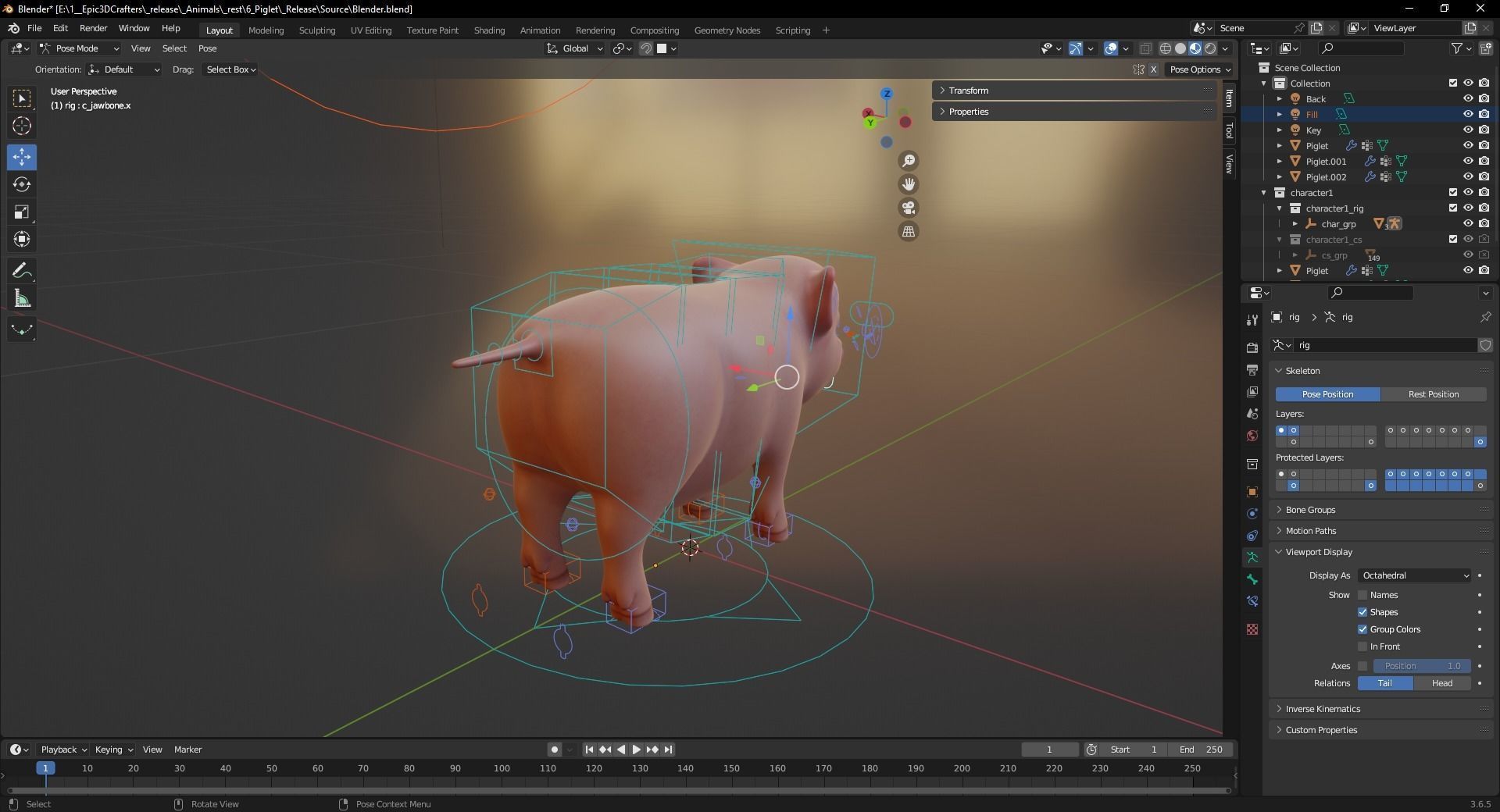 Playful Piglet 3D Pig Model Low-poly 3D model_6
