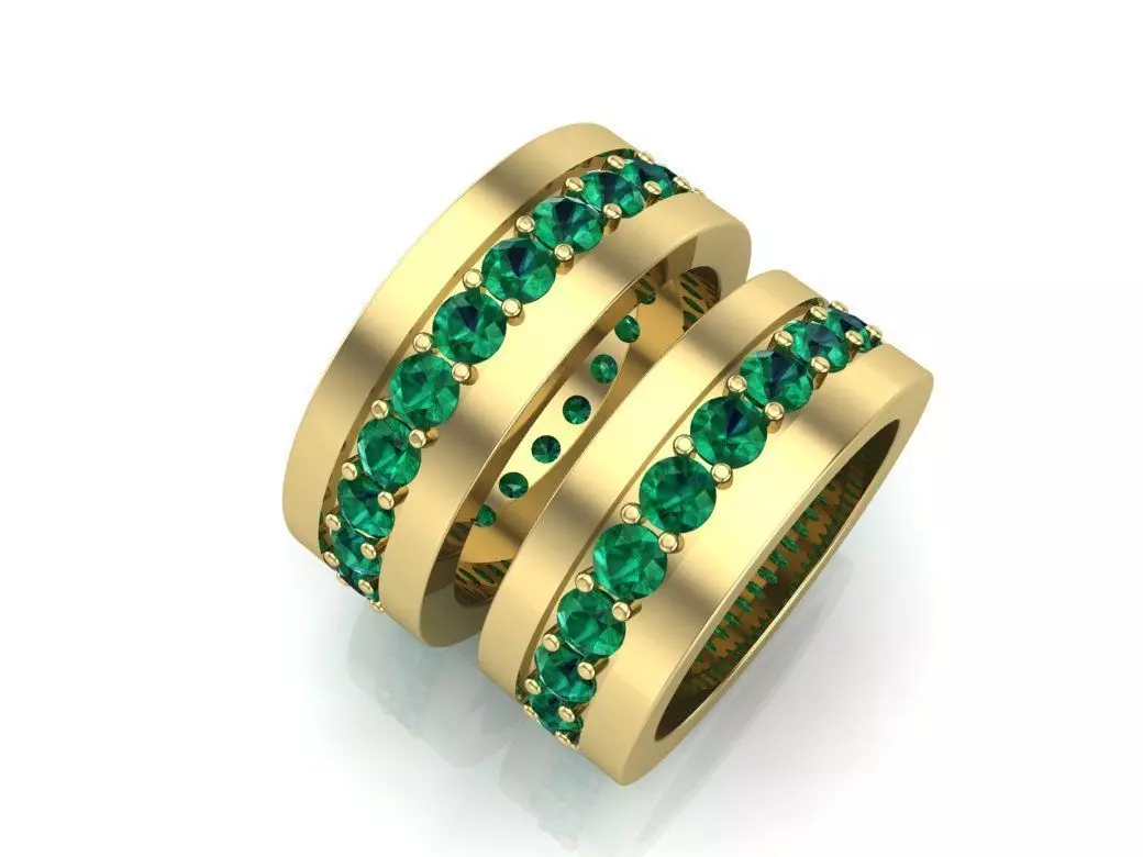 2 wedding ring heart 3D print model_0