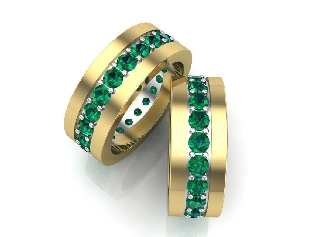 2 wedding ring heart 3D print model_3