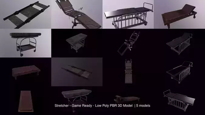 Stretcher - Game Ready - Low Poly PBR 3D Model  3D Model Collection