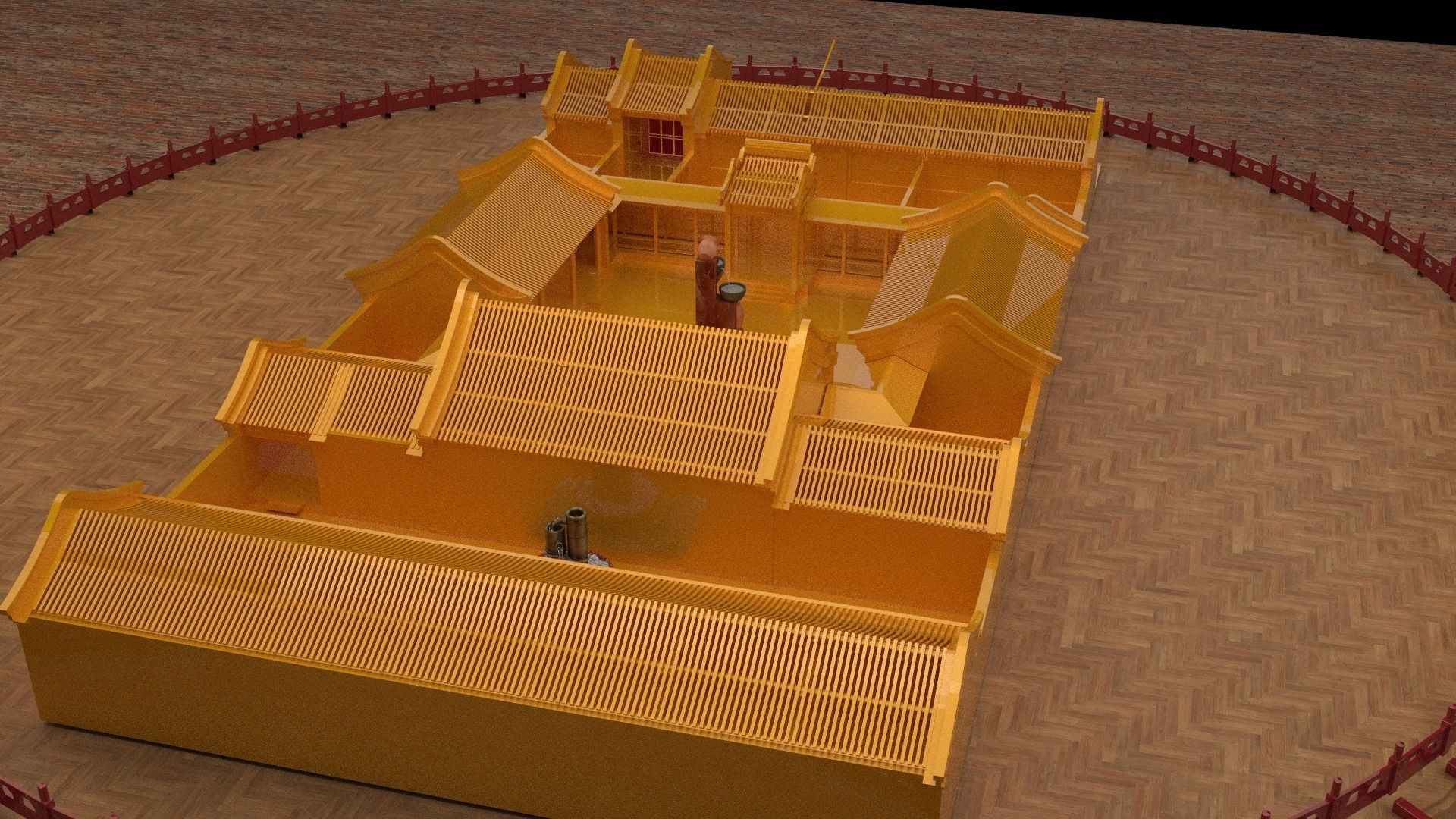 Chinese ancient courtyard house 3D model_2