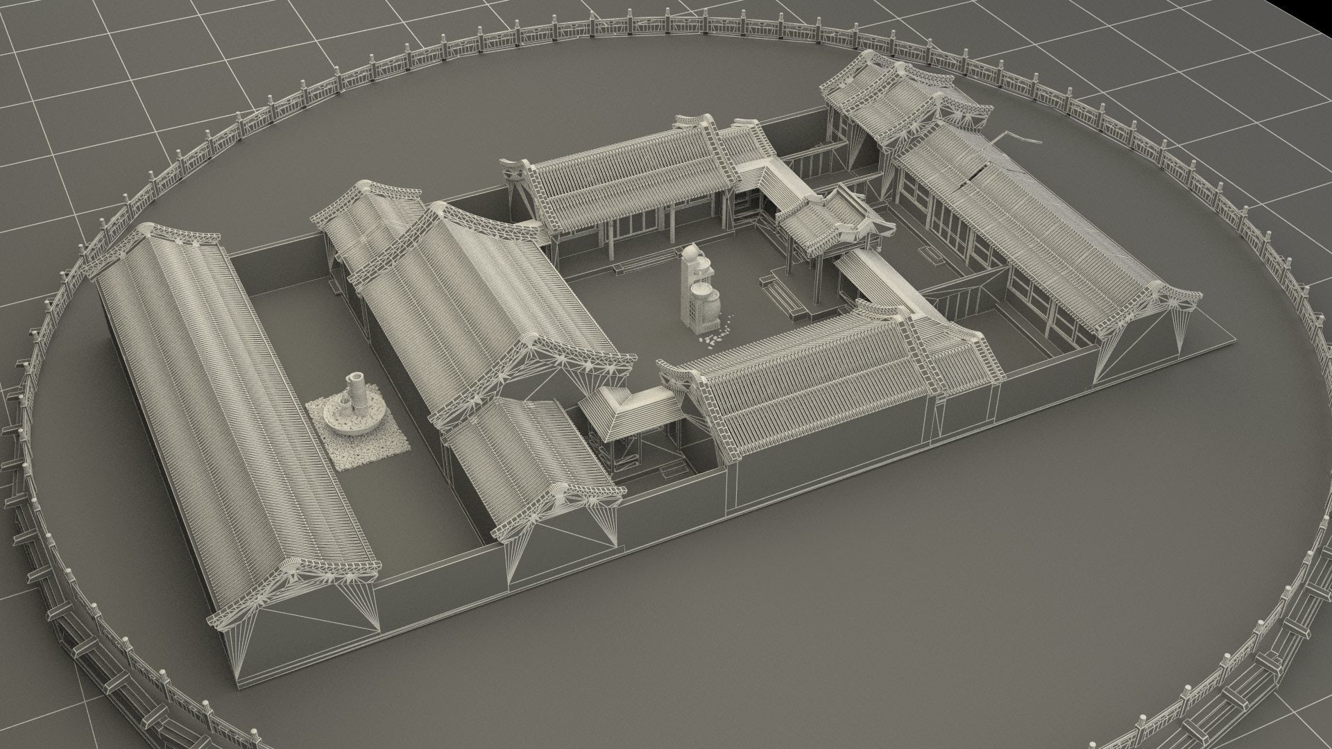 Chinese ancient courtyard house 3D model_6