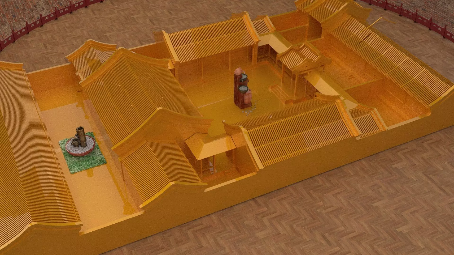 Chinese ancient courtyard house 3D model_0