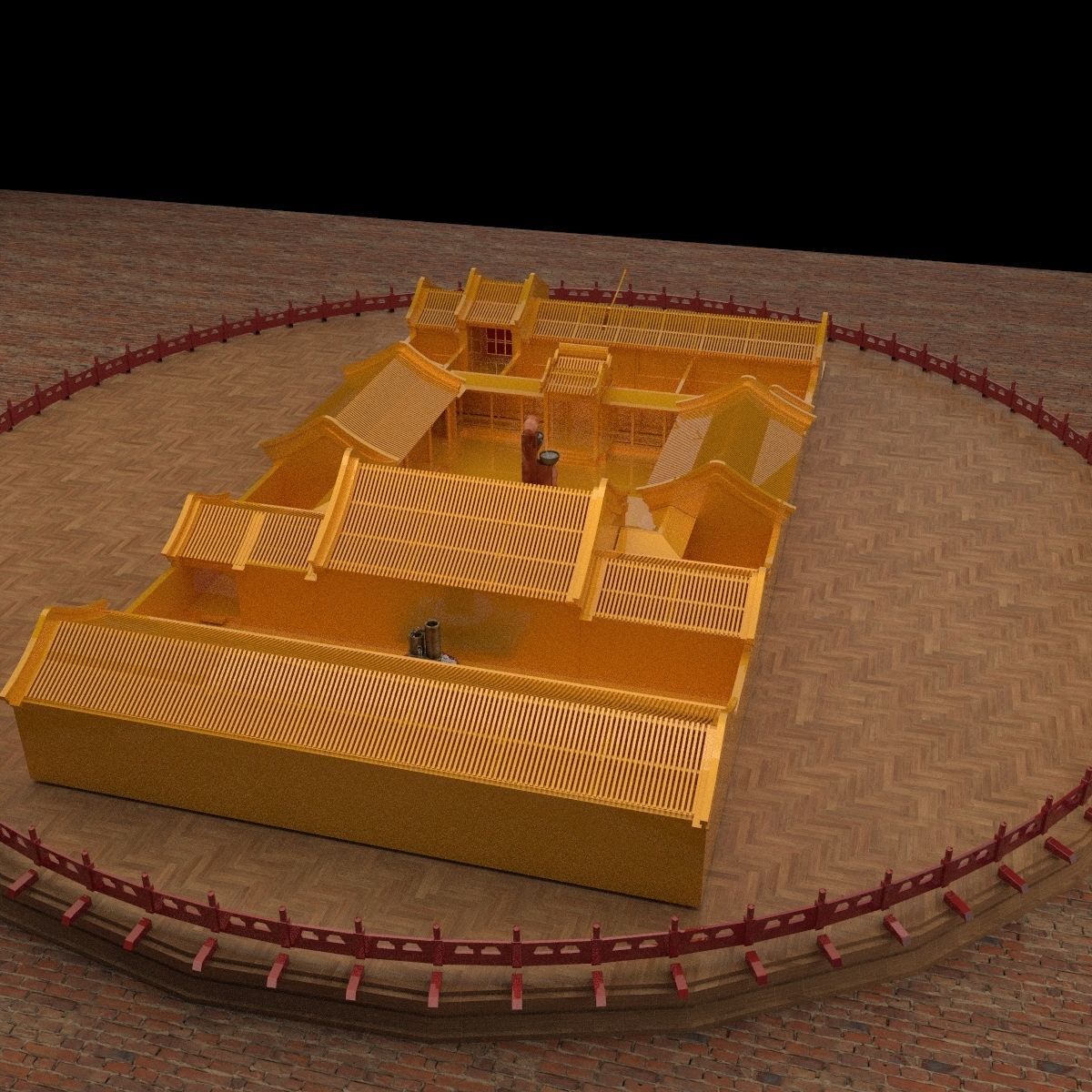 Chinese ancient courtyard house 3D model_5