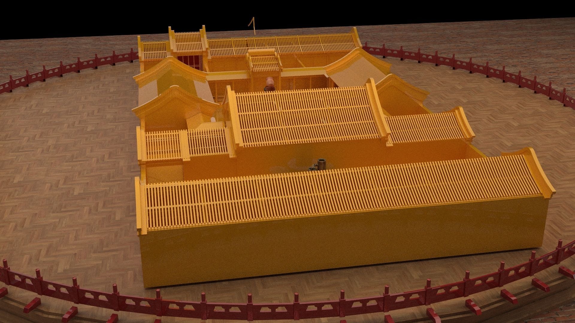 Chinese ancient courtyard house 3D model_3