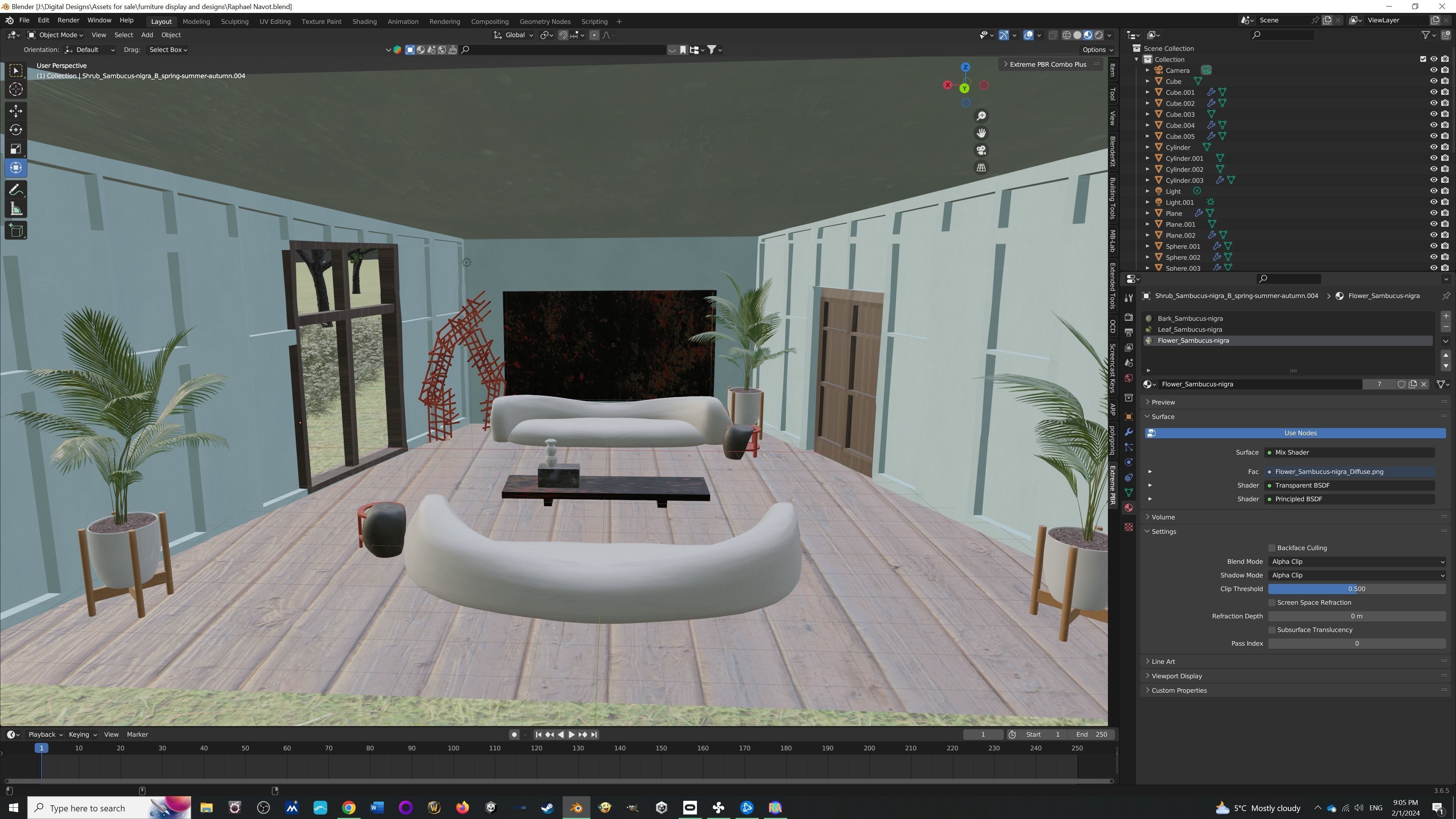 Luxury Living Raphael Navot Sofa Environment Low-poly 3D model_3