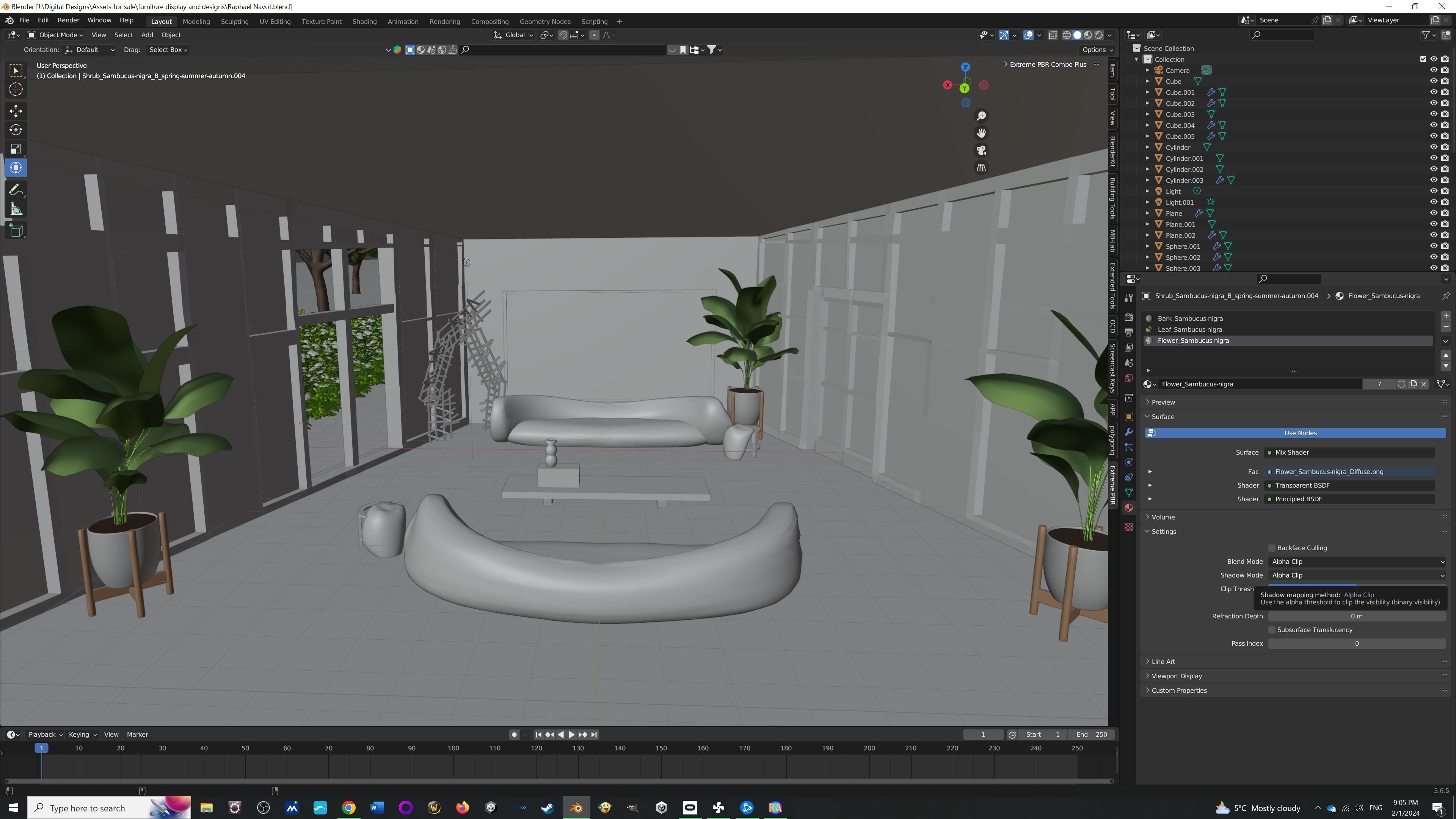 Luxury Living Raphael Navot Sofa Environment Low-poly 3D model_2