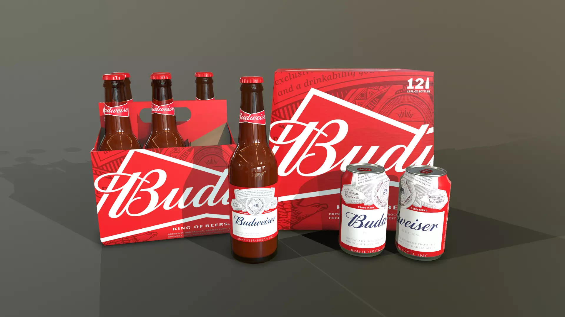 Beer Budweiser Low-poly 3D model