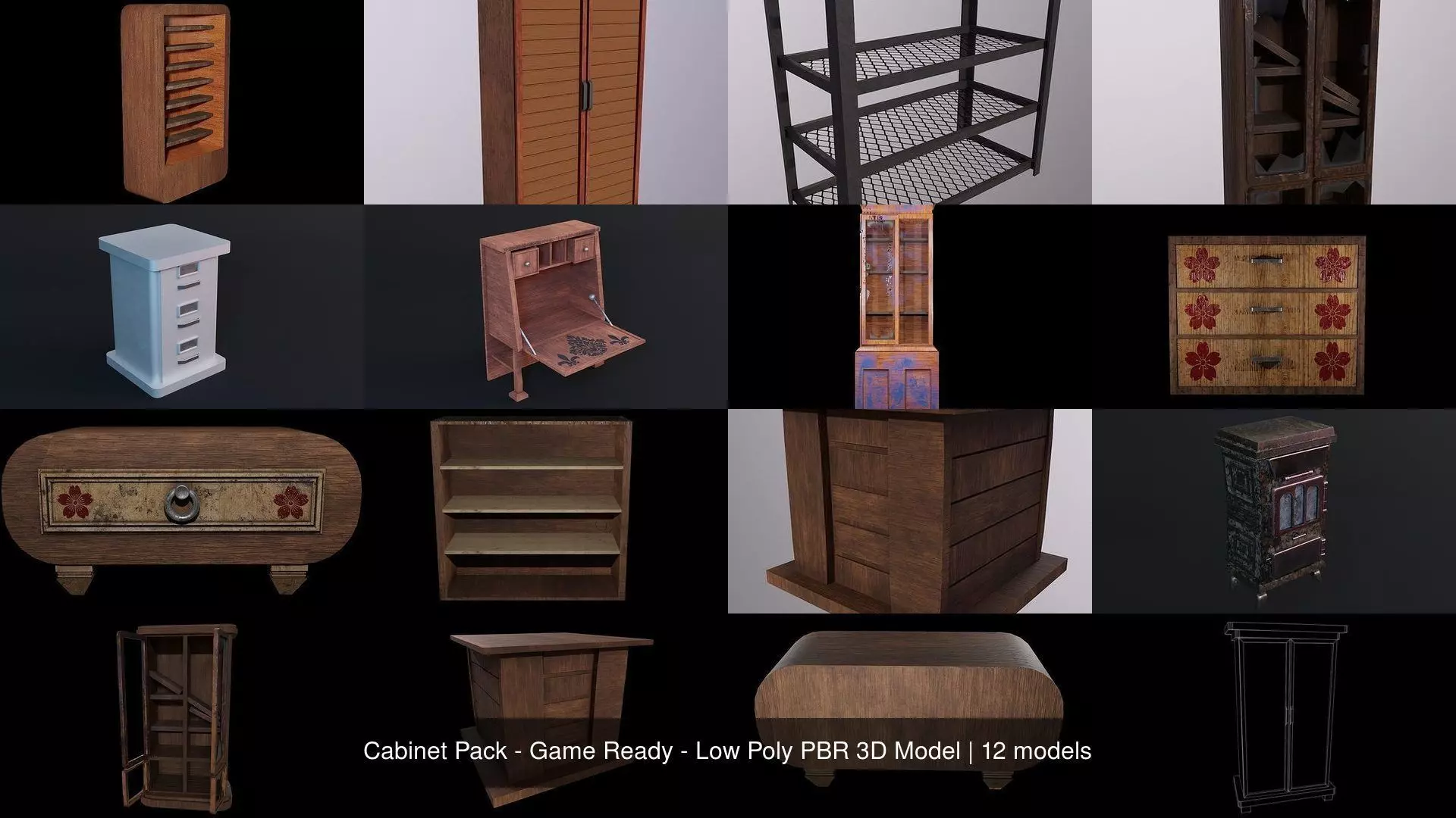 Cabinet Pack - Game Ready - Low Poly PBR 3D Model 3D Model Collection_0