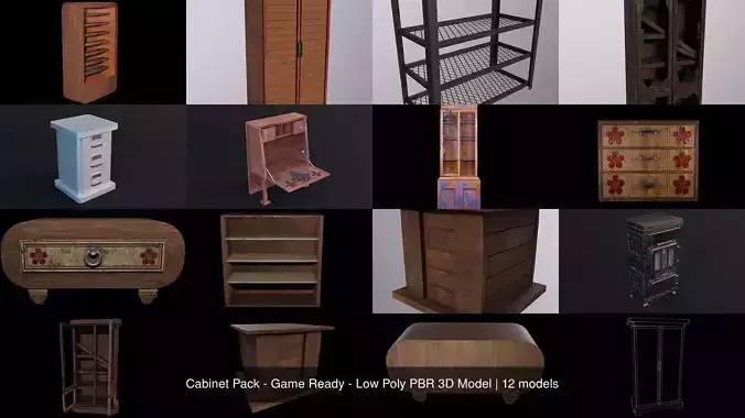 Cabinet Pack - Game Ready - Low Poly PBR 3D Model 3D Model Collection