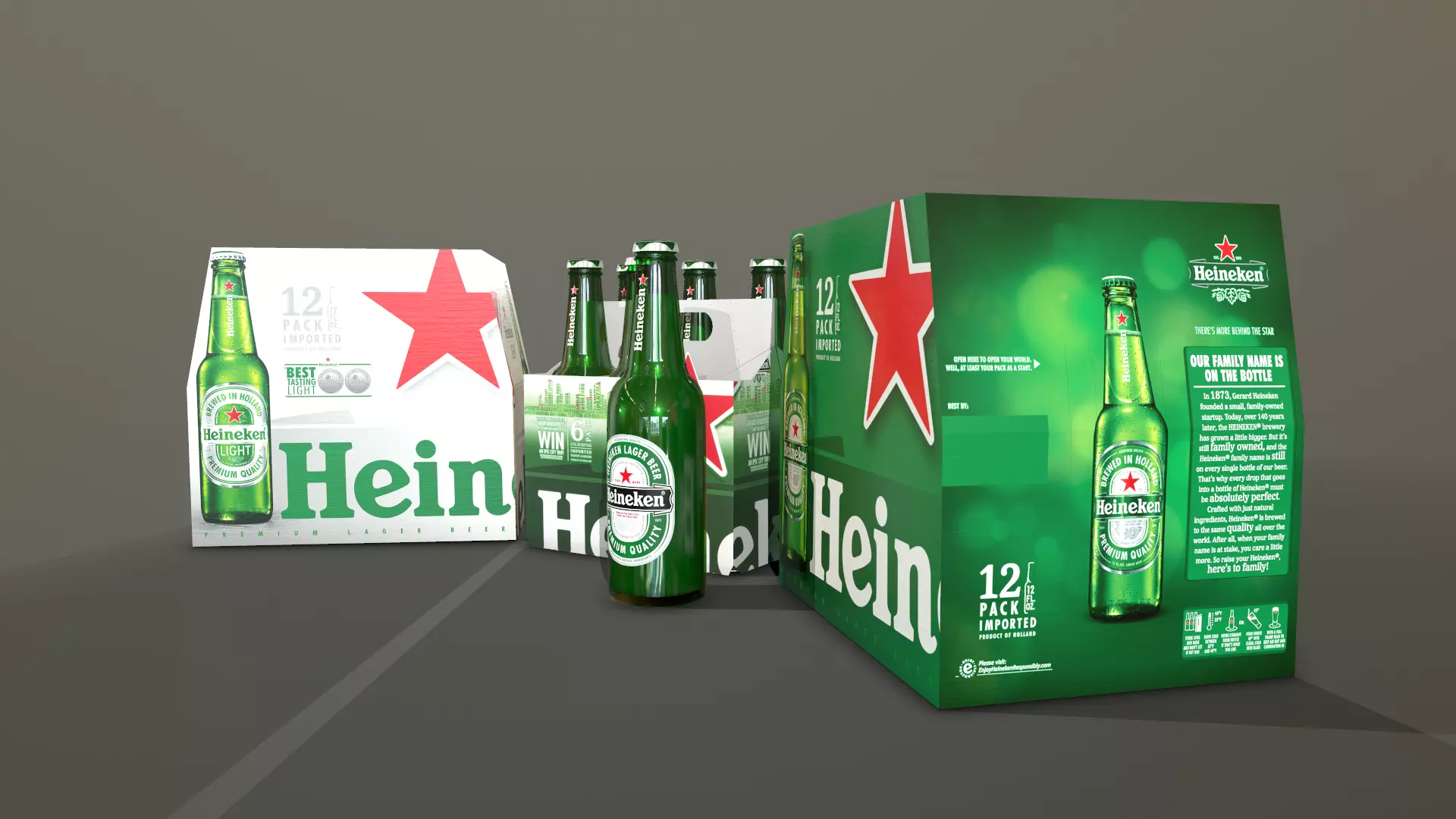 Beer Heineken Low-poly 3D model