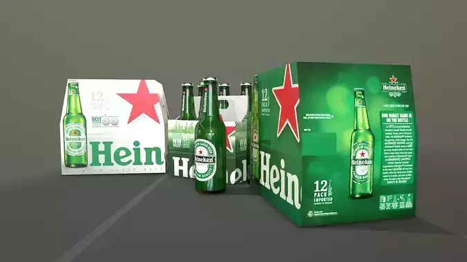 Beer Heineken Low-poly 3D model