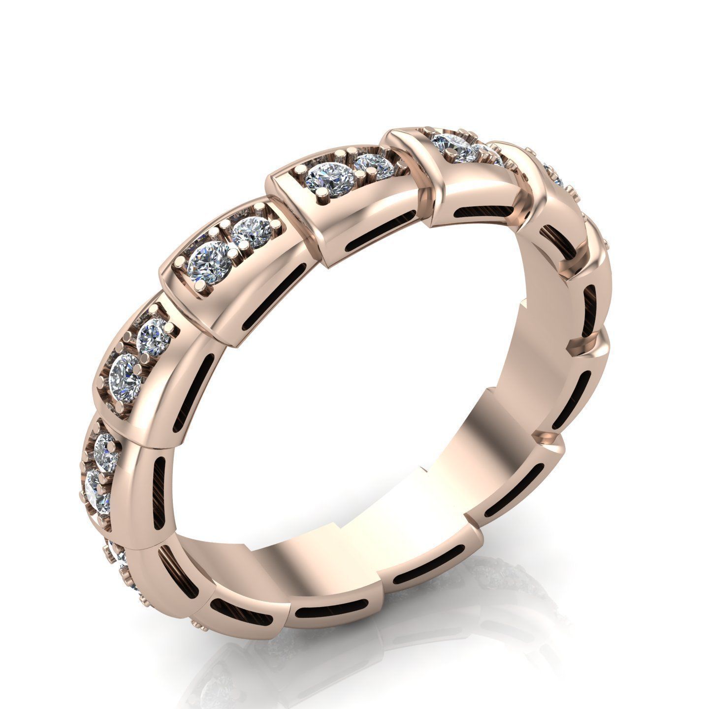 Snake Engagement Wedding Ring With Diamonds 3D print model 3D print model_2
