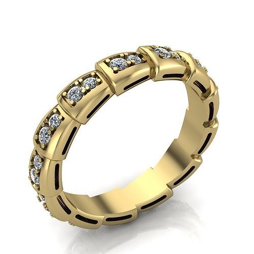  Snake Engagement Wedding Ring With Diamonds 3D print model 3D print model